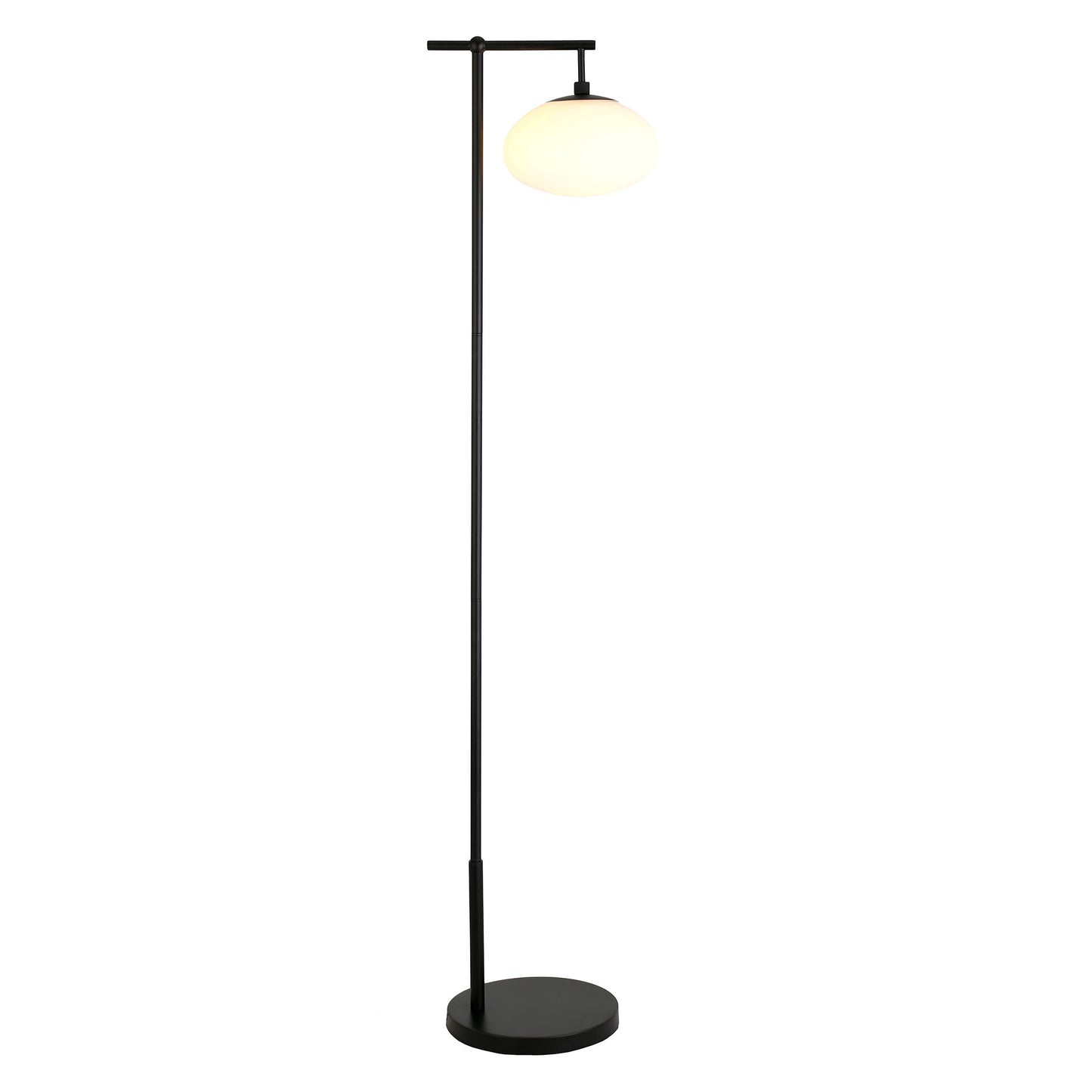 Black And White Reading Floor Lamp With White Glass Globe Shade By Homeroots | Floor Lamps | Modishstore - 8