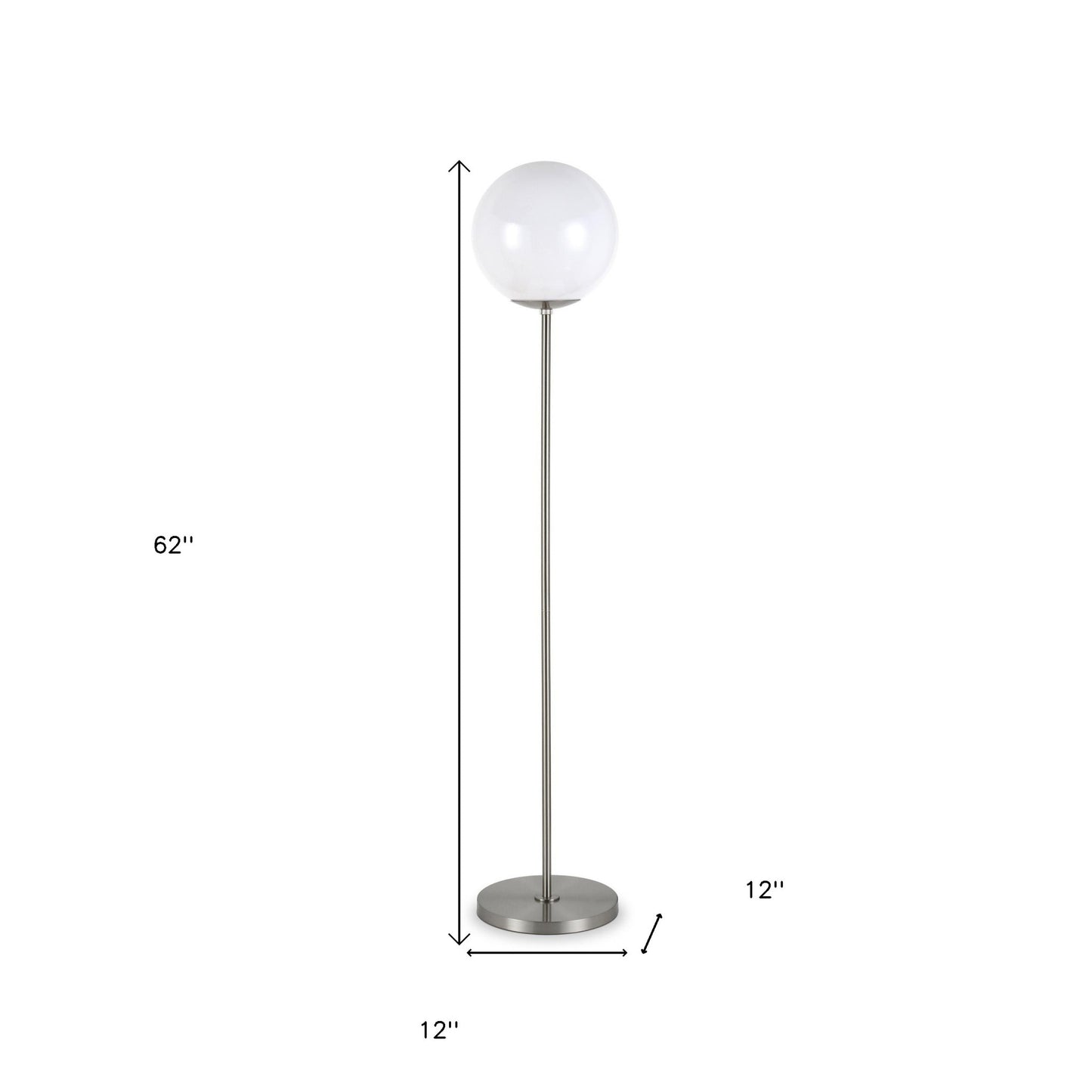 Silver Novelty Floor Lamp With White Plastic Globe Shade By Homeroots | Floor Lamps | Modishstore - 8