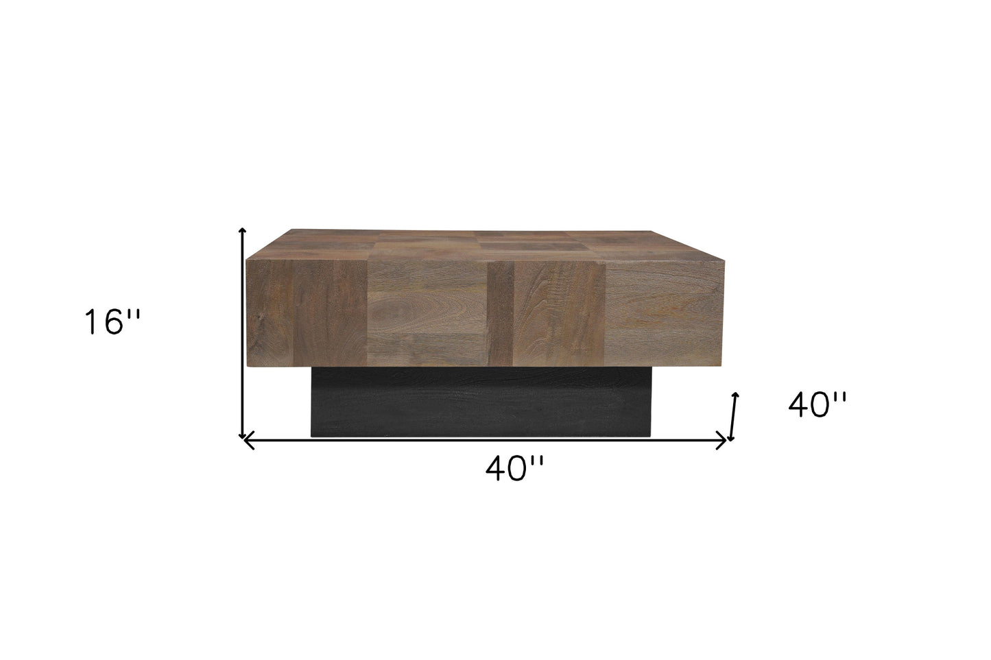 Dark Brown and Black Solid Wood Square Block Coffee Table By Homeroots | Coffee Tables | Modishstore - 8