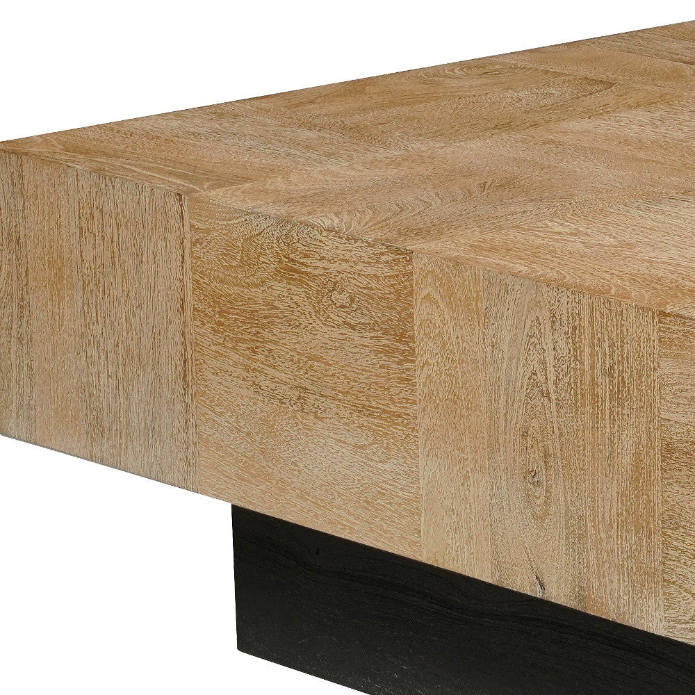 Brown and Black Solid Wood Square Block Coffee Table By Homeroots | Coffee Tables | Modishstore - 8