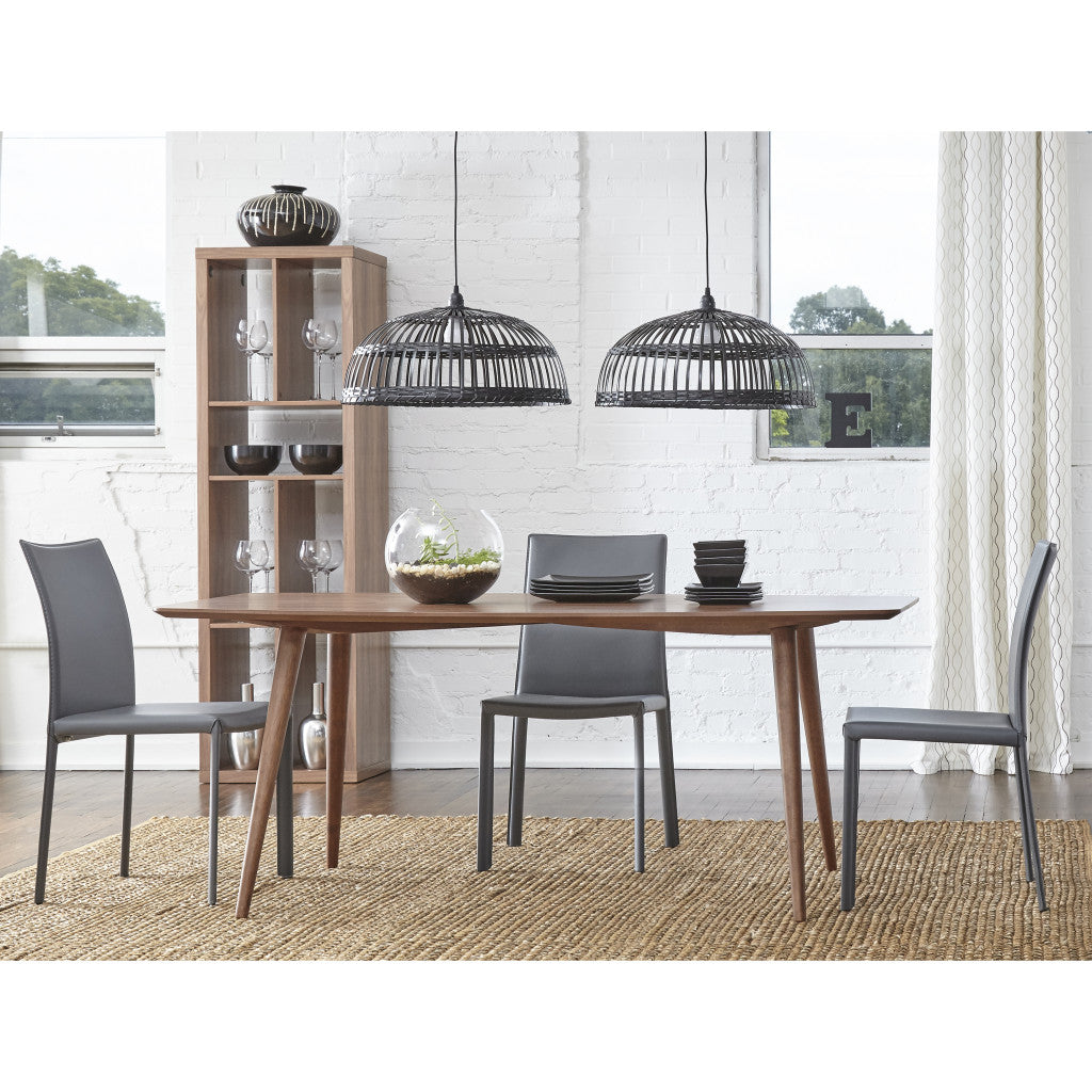 Set of Two Gray Upholstered Leather Dining Side Chairs By Homeroots | Dining Chairs | Modishstore - 8