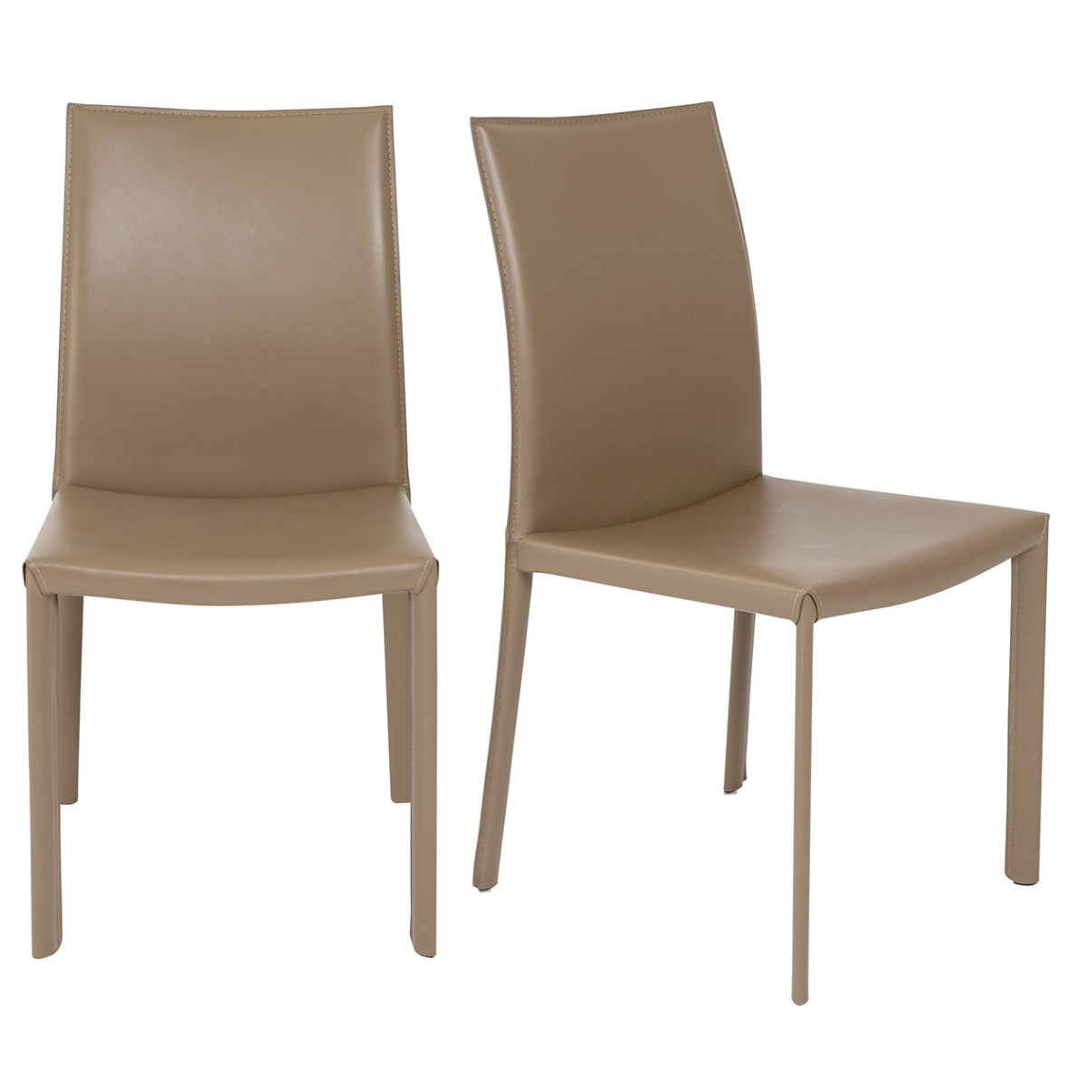Set of Two Taupe Upholstered Leather Dining Side Chairs By Homeroots | Dining Chairs | Modishstore - 8