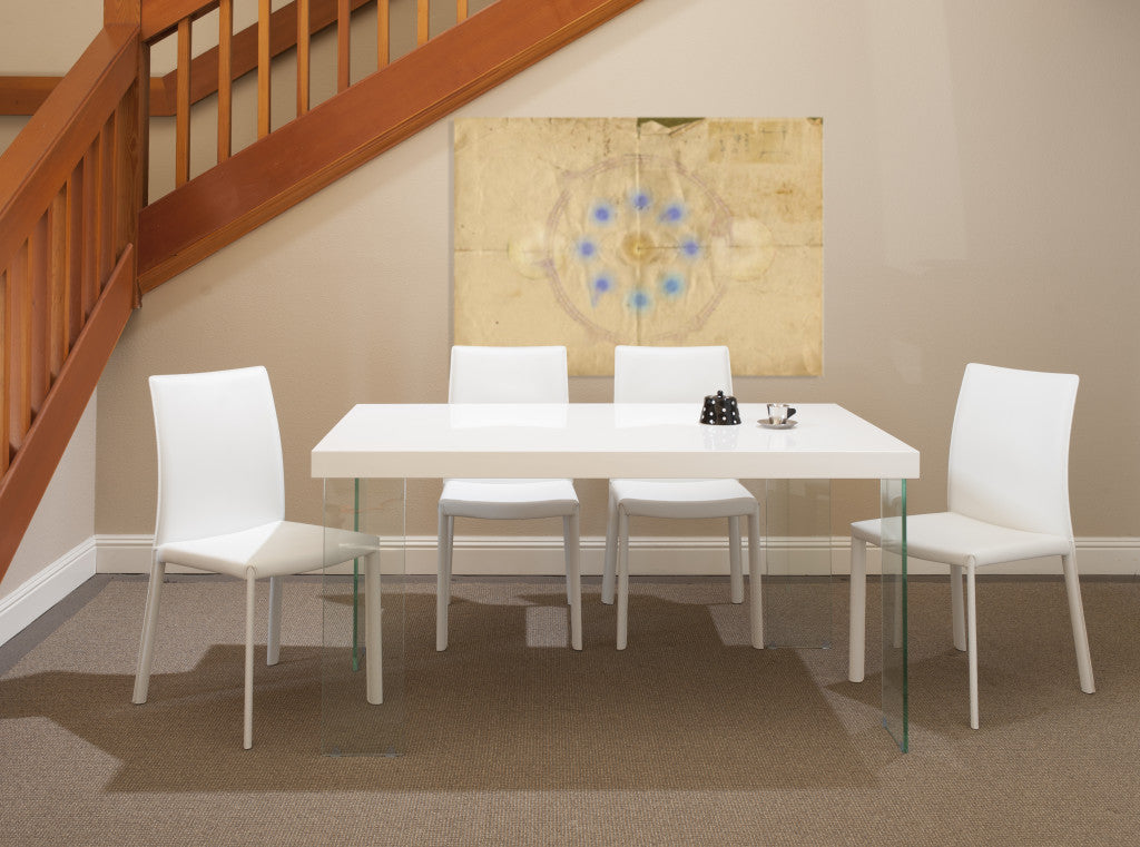 Set of Two White Upholstered Leather Dining Side Chairs By Homeroots | Dining Chairs | Modishstore - 8