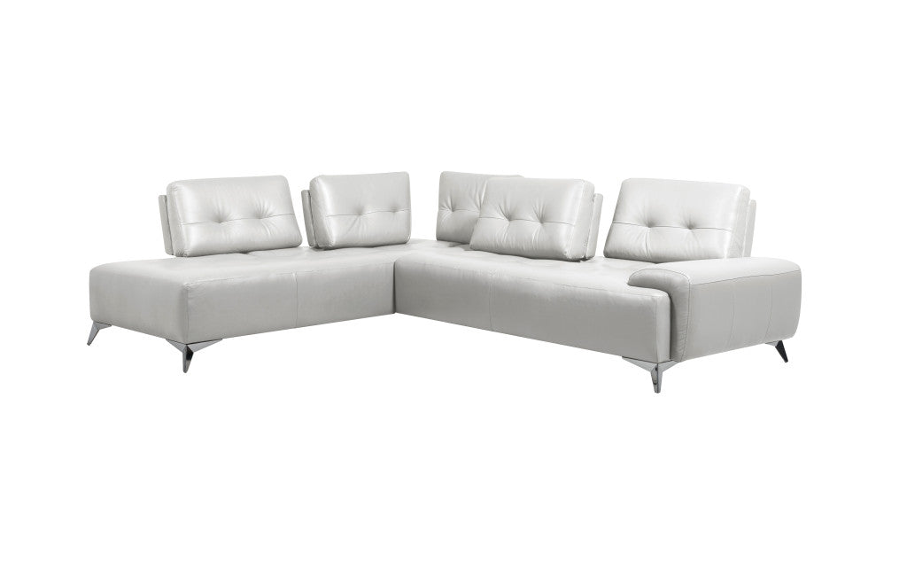 White Leather L Shaped Two Piece Seating Component By Homeroots | Outdoor Sofas, Loveseats & Sectionals | Modishstore - 4