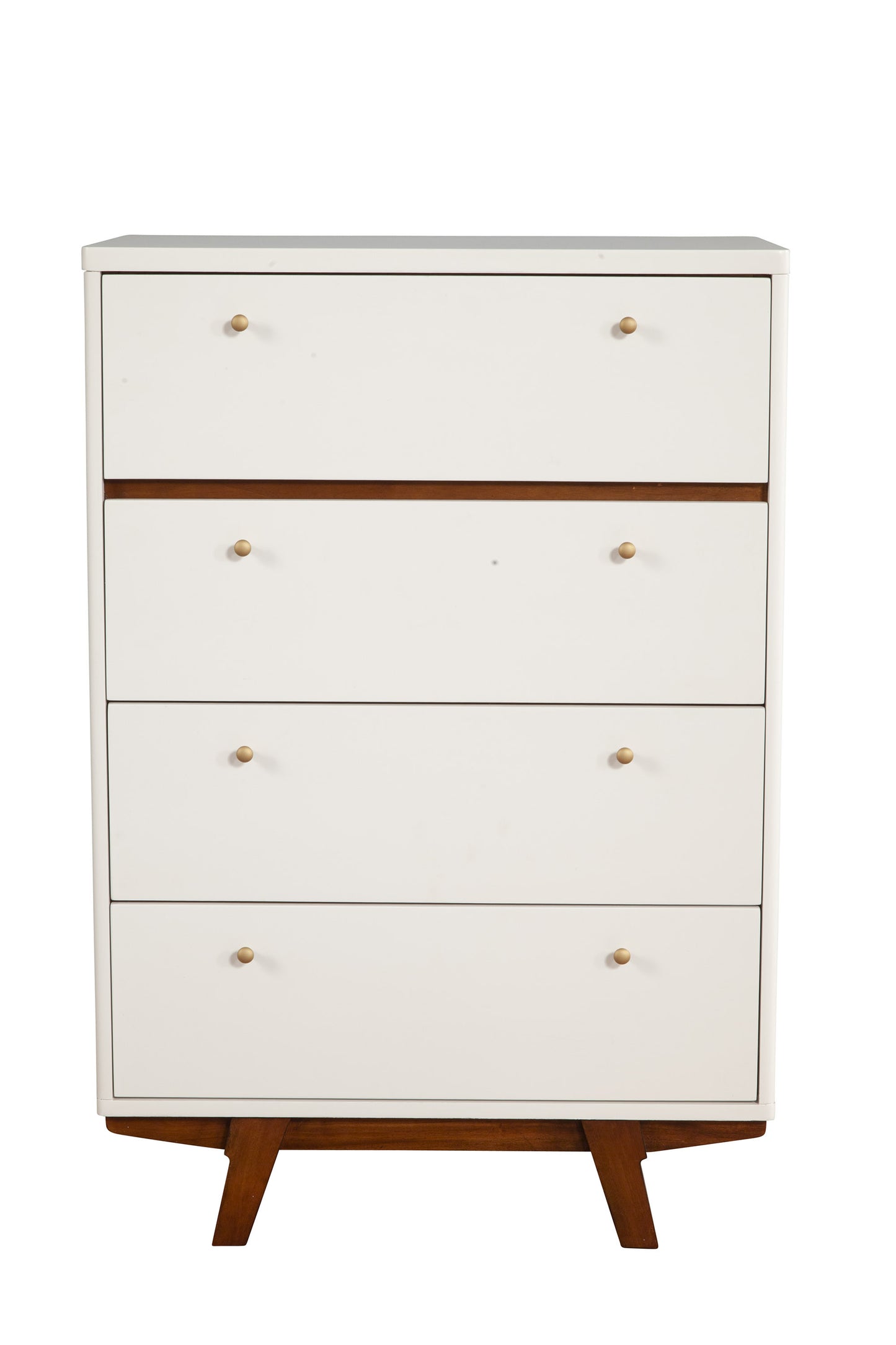 Brown and White Solid Wood Four Drawer Chest By Homeroots | Dressers | Modishstore - 4