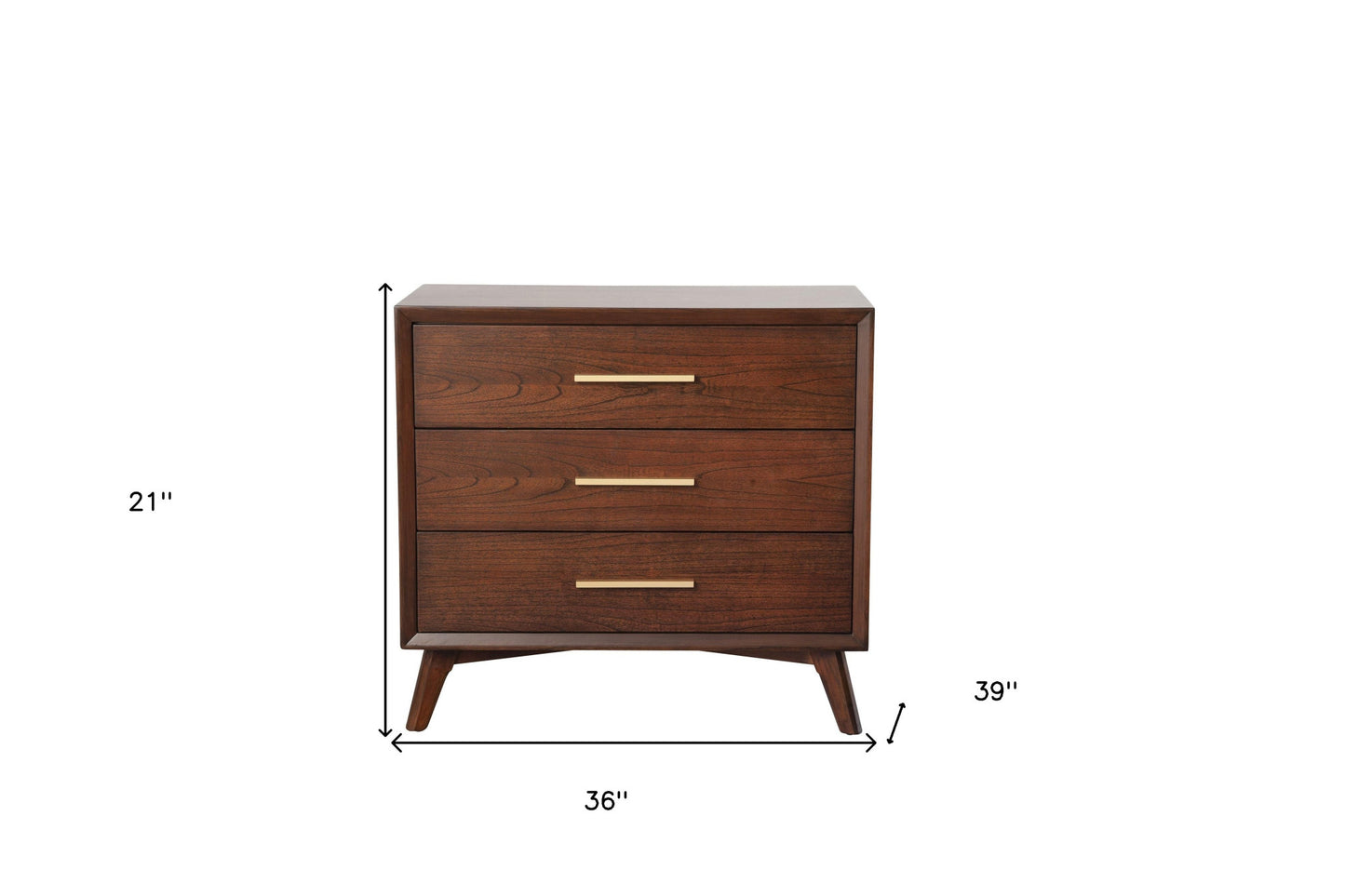 Brown Solid Wood Three Drawer Dresser By Homeroots | Dressers | Modishstore - 8