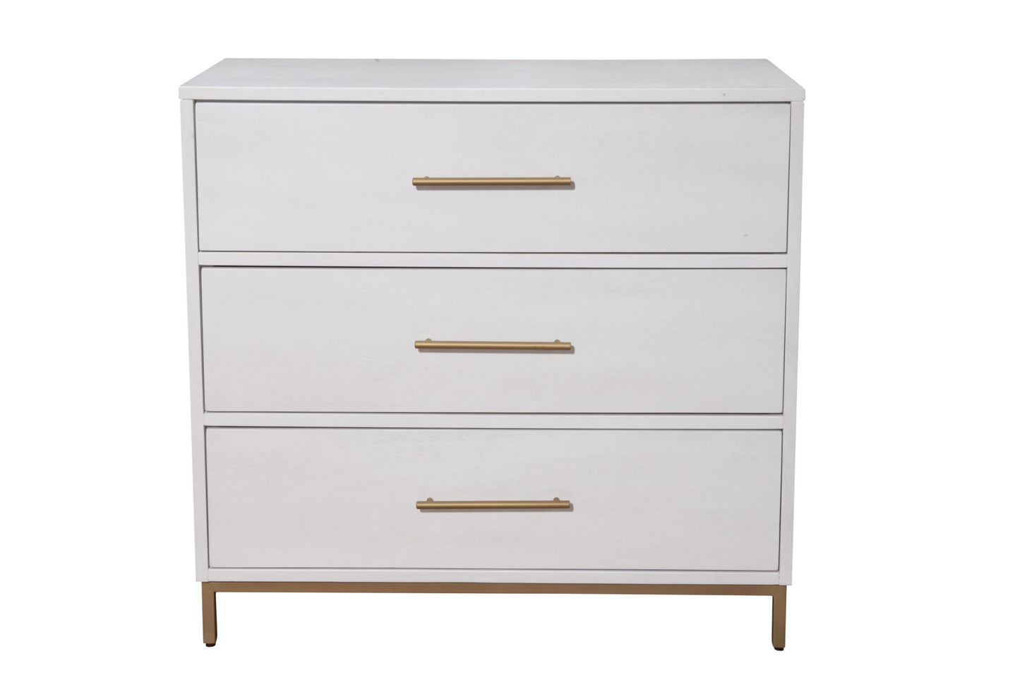 White Solid Wood Three Drawer Chest By Homeroots | Dressers | Modishstore - 5