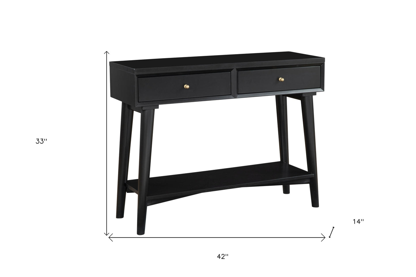 Black Floor Shelf Console Table With Shelves And Drawers By Homeroots | Console Tables | Modishstore - 7