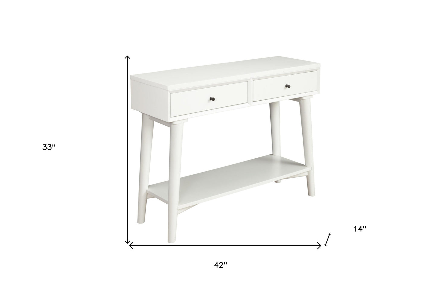 White Solid Wood Console Table With Shelves And Drawers By Homeroots | Console Tables | Modishstore - 7