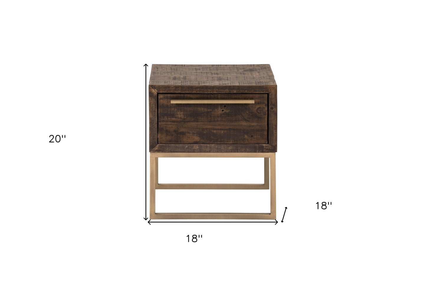 Antiqued Brass And Brown Reclaimed Wood End Table With Drawer By Homeroots | End Tables | Modishstore - 6