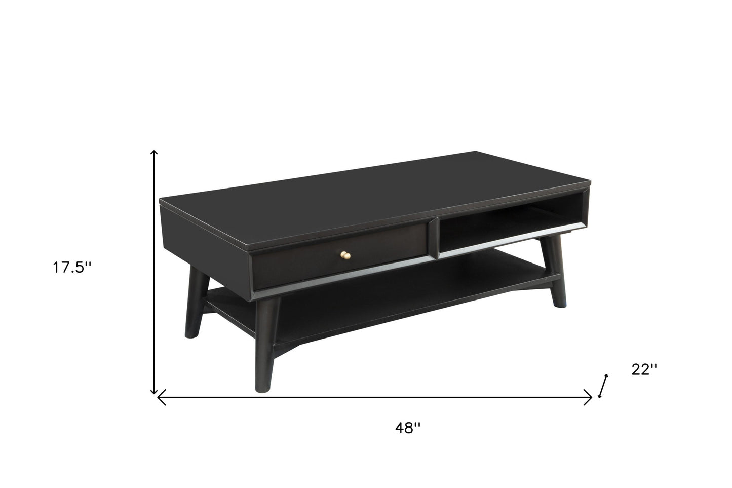 Black Solid And Manufactured Wood Coffee Table With Drawer By Homeroots | Coffee Tables | Modishstore - 7