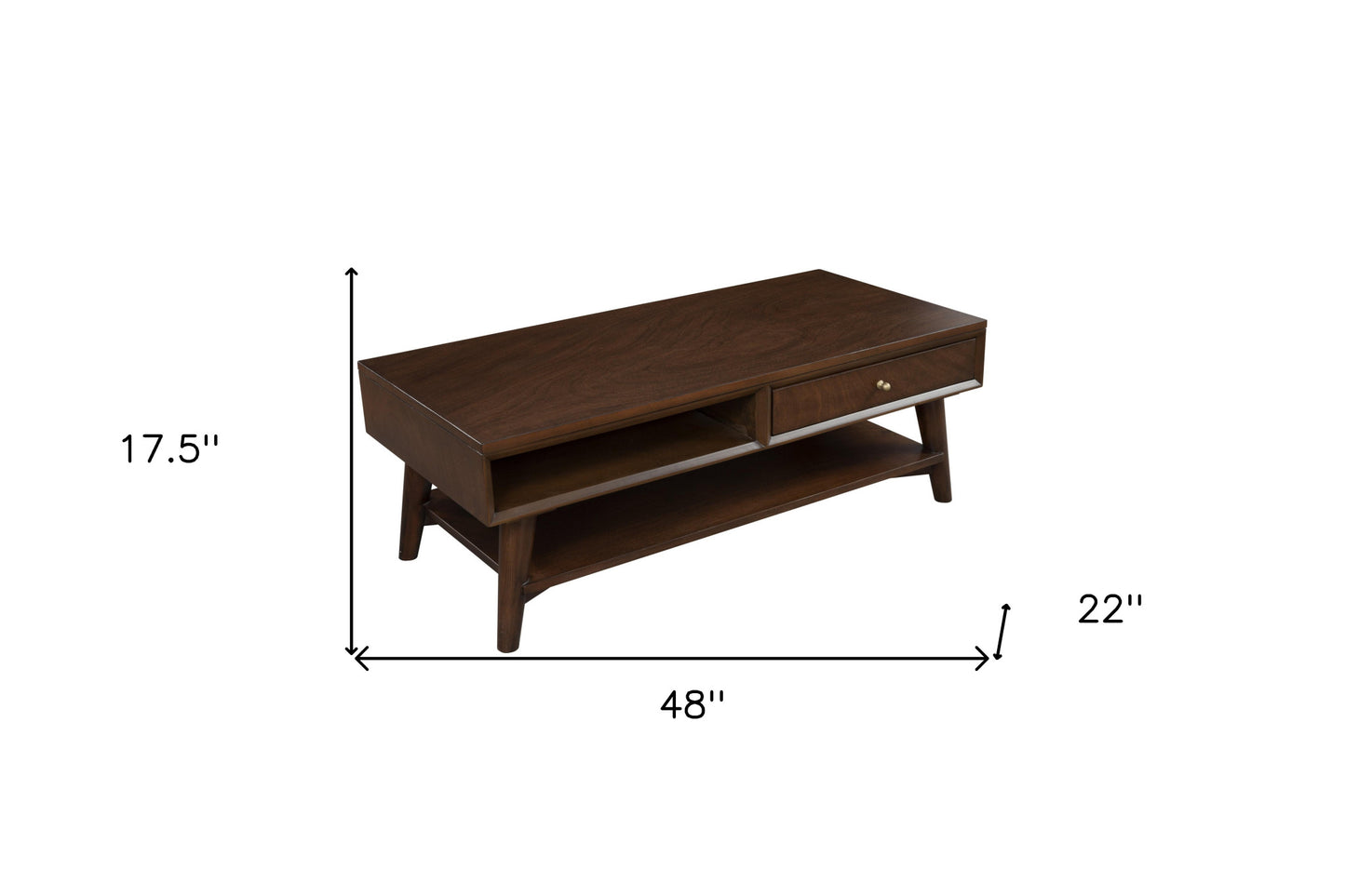Brown Solid And Manufactured Wood Coffee Table With Drawer By Homeroots | Coffee Tables | Modishstore - 7