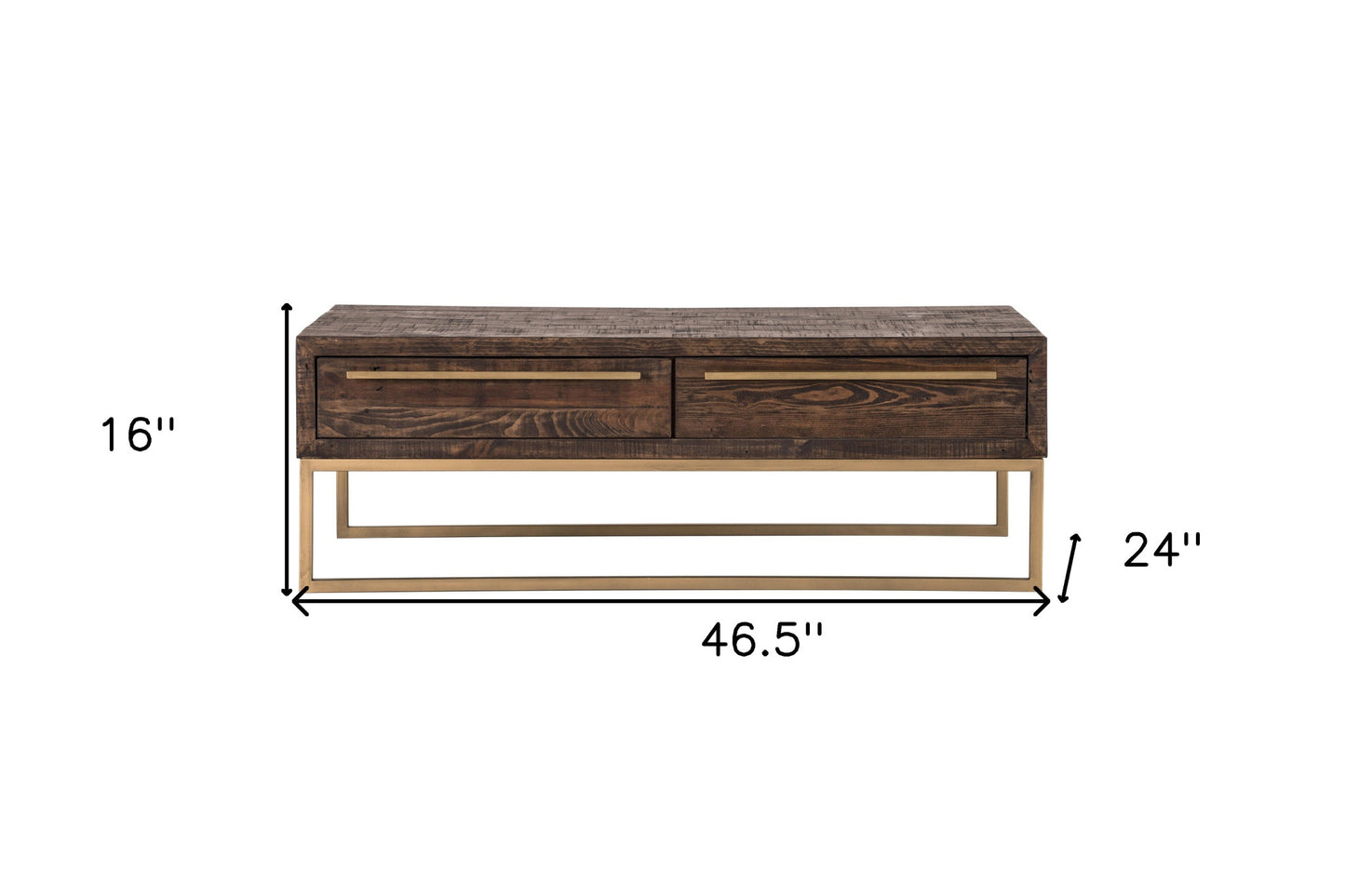 Dark Brown And Gold Metal Coffee Table With Drawer By Homeroots | Coffee Tables | Modishstore - 7