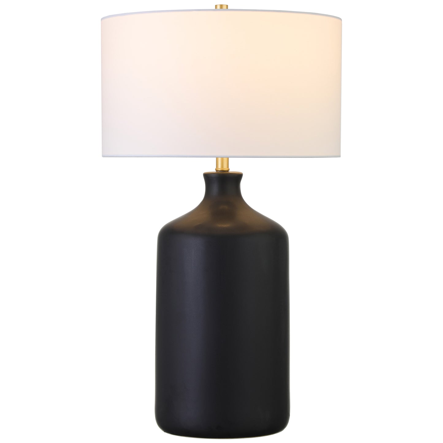 Black Ceramic Table Lamp With White Drum Shade By Homeroots | Table Lamps | Modishstore - 7