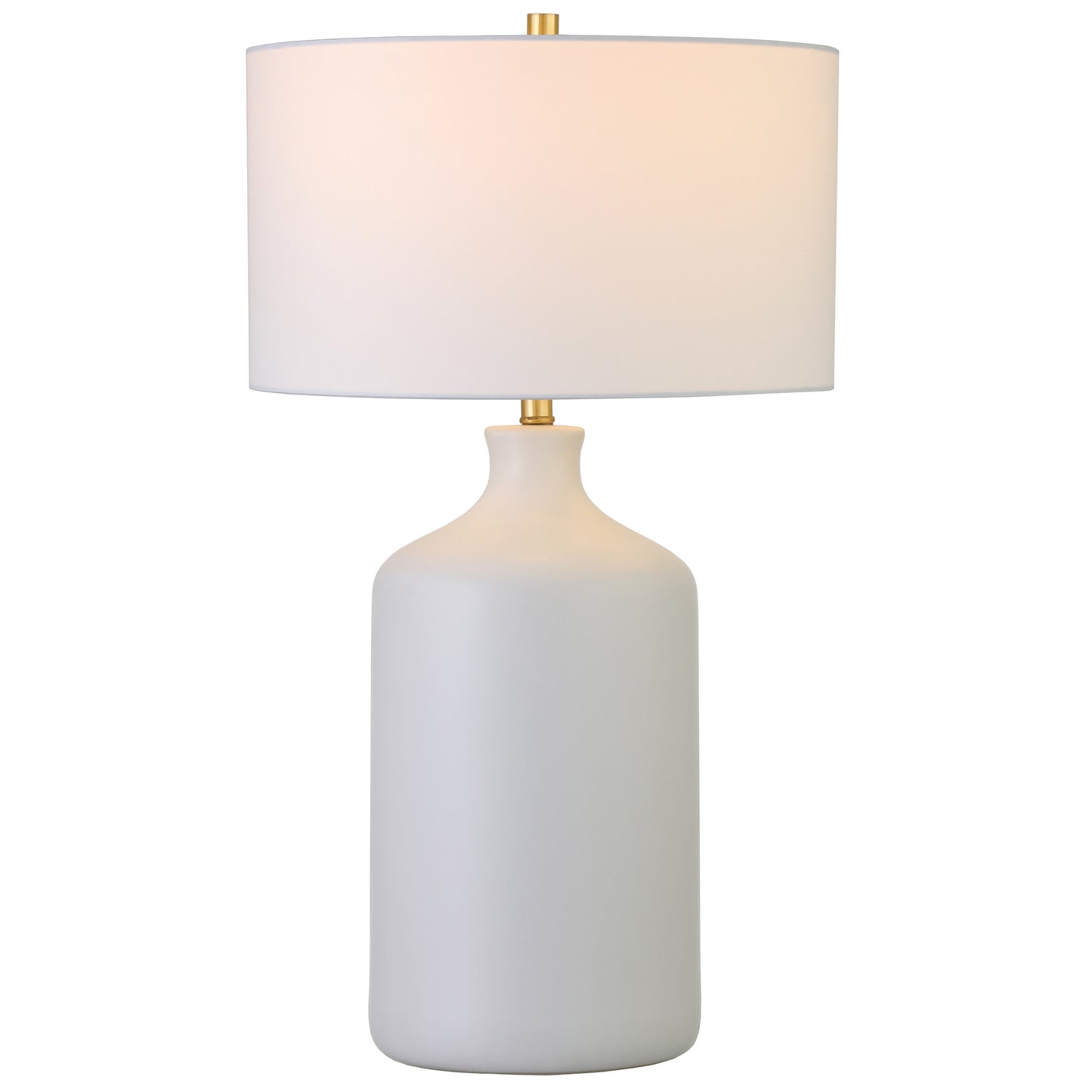White Ceramic Table Lamp With White Drum Shade By Homeroots | Table Lamps | Modishstore - 7