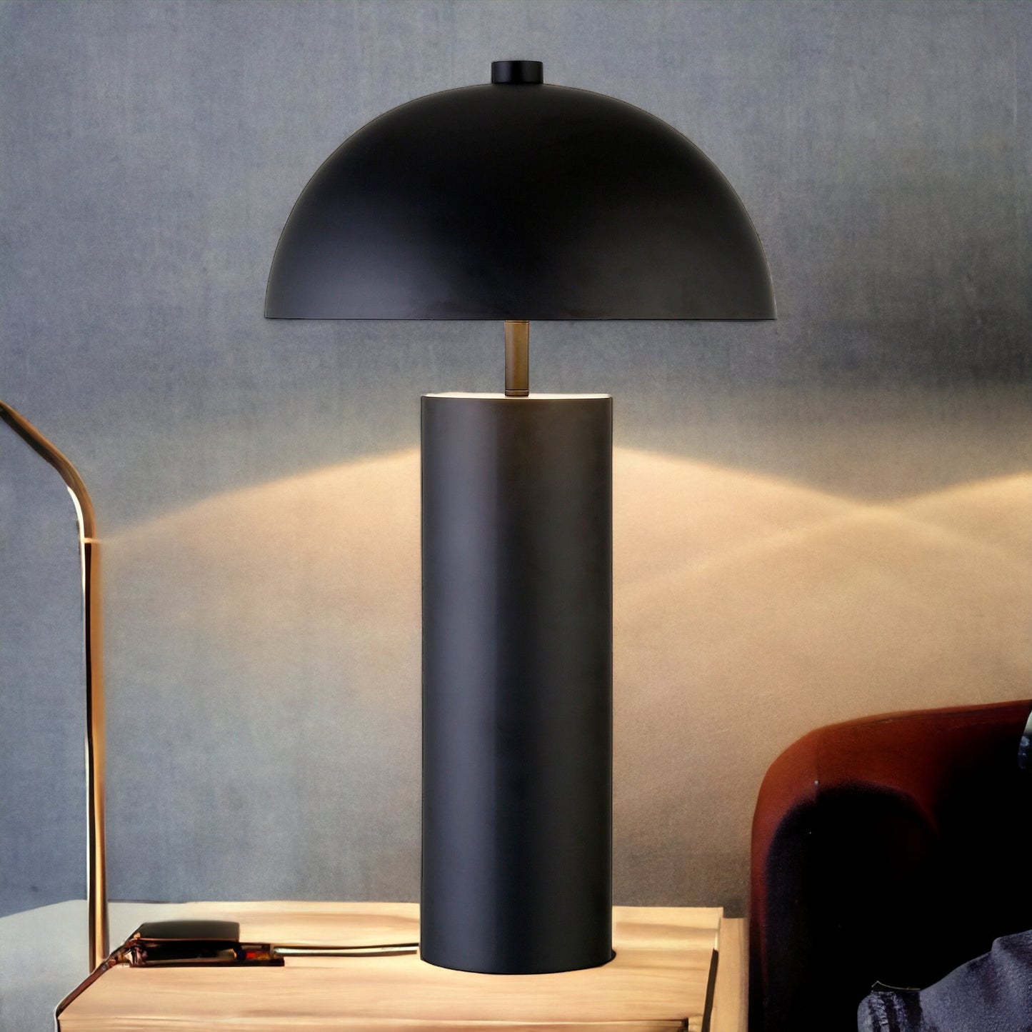 Black Metal Table Lamp With Black Dome Shade By Homeroots | Table Lamps | Modishstore - 8