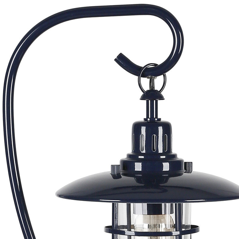 Navy Blue Metal Arched Table Lamp With Navy Blue Cage Shade By Homeroots | Table Lamps | Modishstore - 8