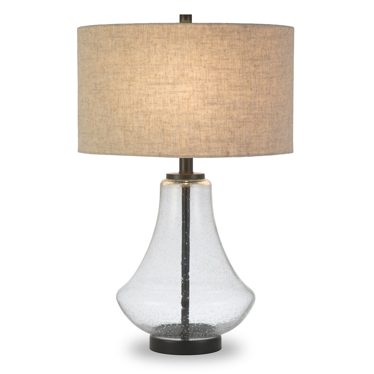 Black Glass Table Lamp With Flax Drum Shade By Homeroots | Table Lamps | Modishstore - 7