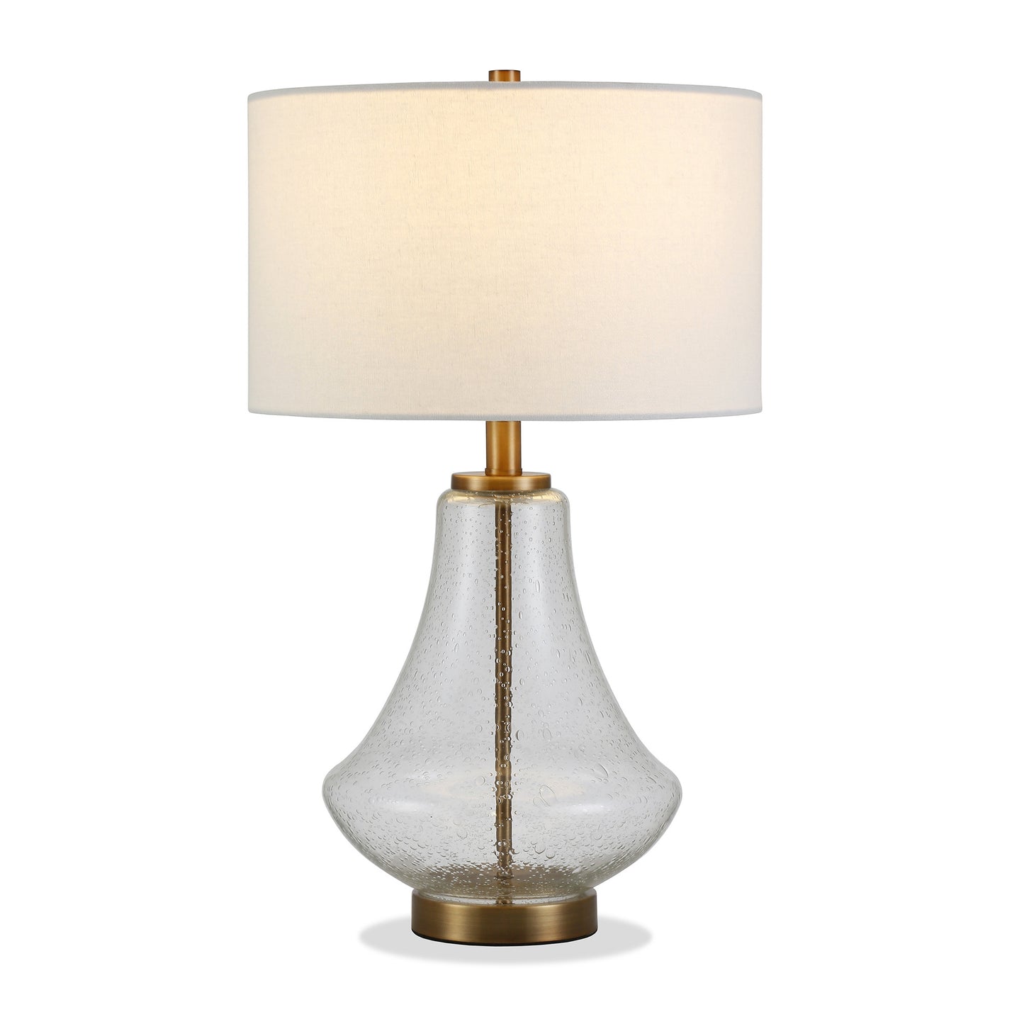 Brass Glass Table Lamp With White Drum Shade By Homeroots | Table Lamps | Modishstore - 8