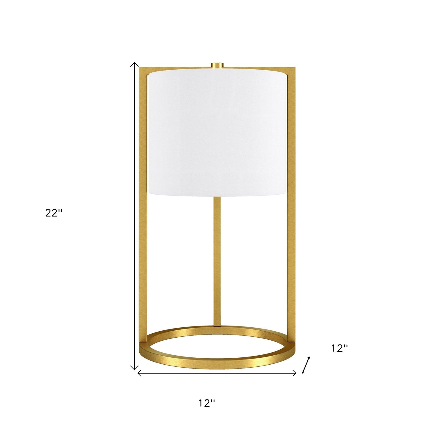 Brass Metal Table Lamp With White Drum Shade By Homeroots | Table Lamps | Modishstore - 8