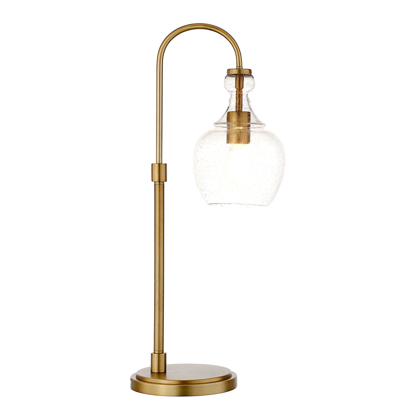 Brass Metal Table Lamp With White Bell Shade By Homeroots | Table Lamps | Modishstore - 9
