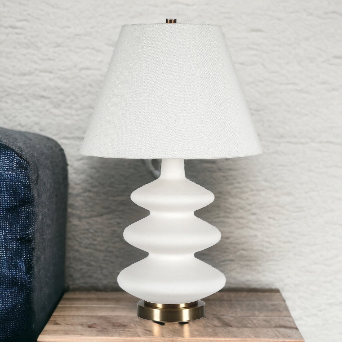 Antiqued Brass Metal Adjustable Table Lamp With White Drum Shade By Homeroots | Table Lamps | Modishstore - 8