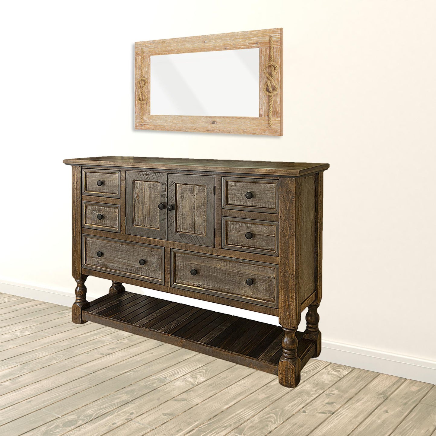 Gray Solid Wood Six Drawer Triple Dresser By Homeroots | Dressers | Modishstore - 6