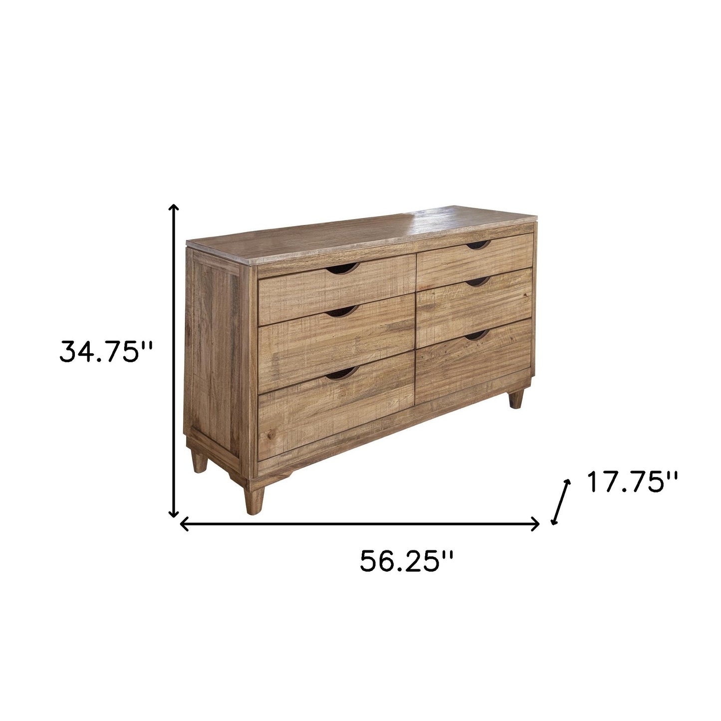 Natural Solid Wood Four Drawer Double Dresser By Homeroots | Dressers | Modishstore - 3