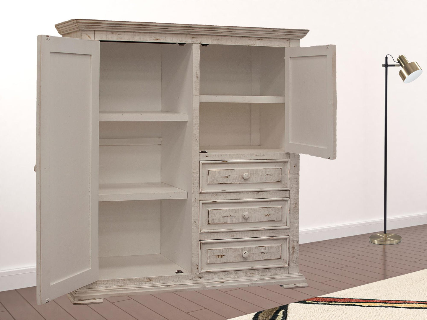 White Solid Wood Three Drawer Gentlemans Chest By Homeroots | Dressers | Modishstore - 6