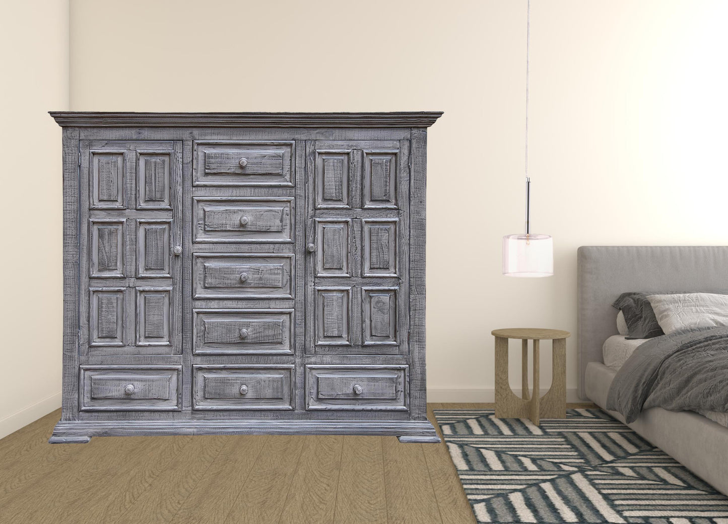 Gray Solid Wood Seven Drawer Gentlemans Chest By Homeroots | Dressers | Modishstore - 6