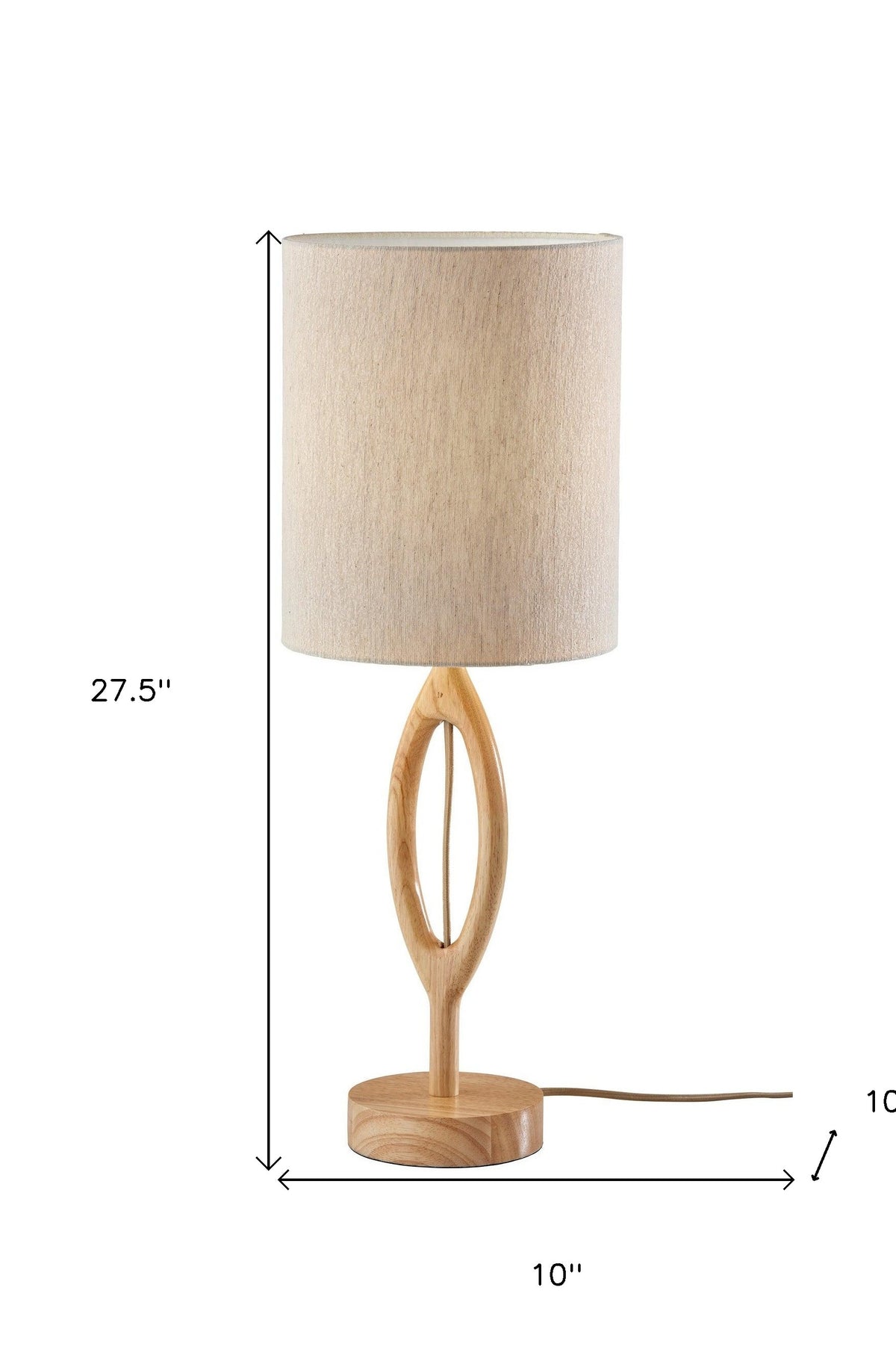 Natural Solid Wood Round Table Lamp With Beige Drum Shade By Homeroots | Table Lamps | Modishstore - 8