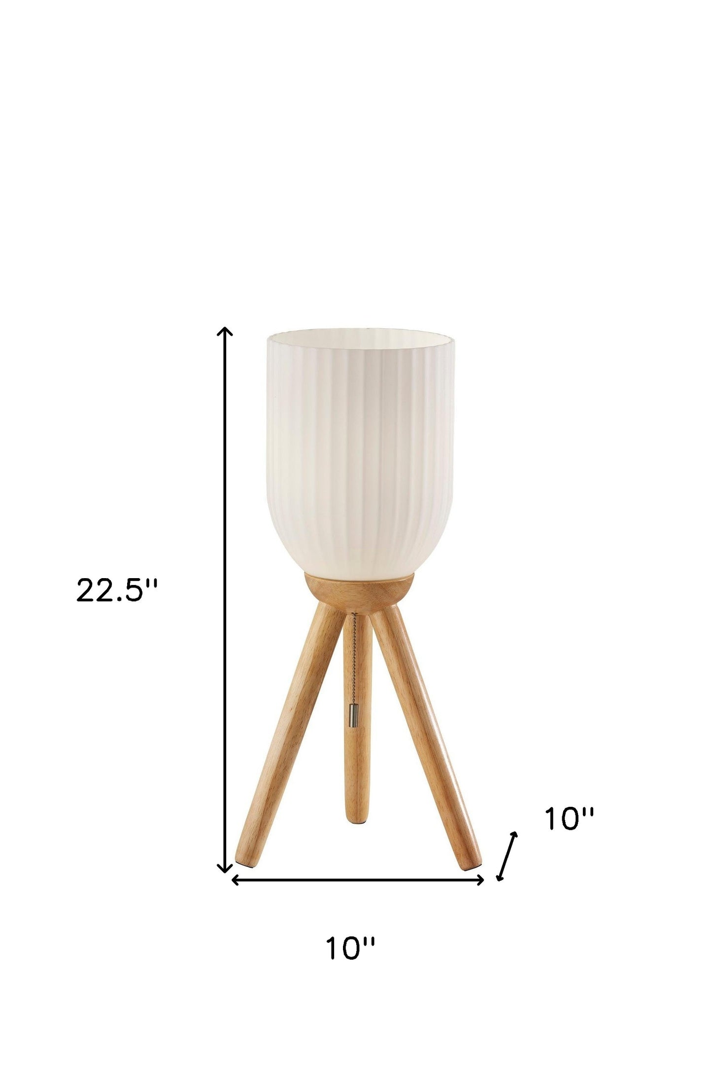 Natural Solid Wood Tripod Table Lamp With White Ribbed Glass Shade By Homeroots | Table Lamps | Modishstore - 7