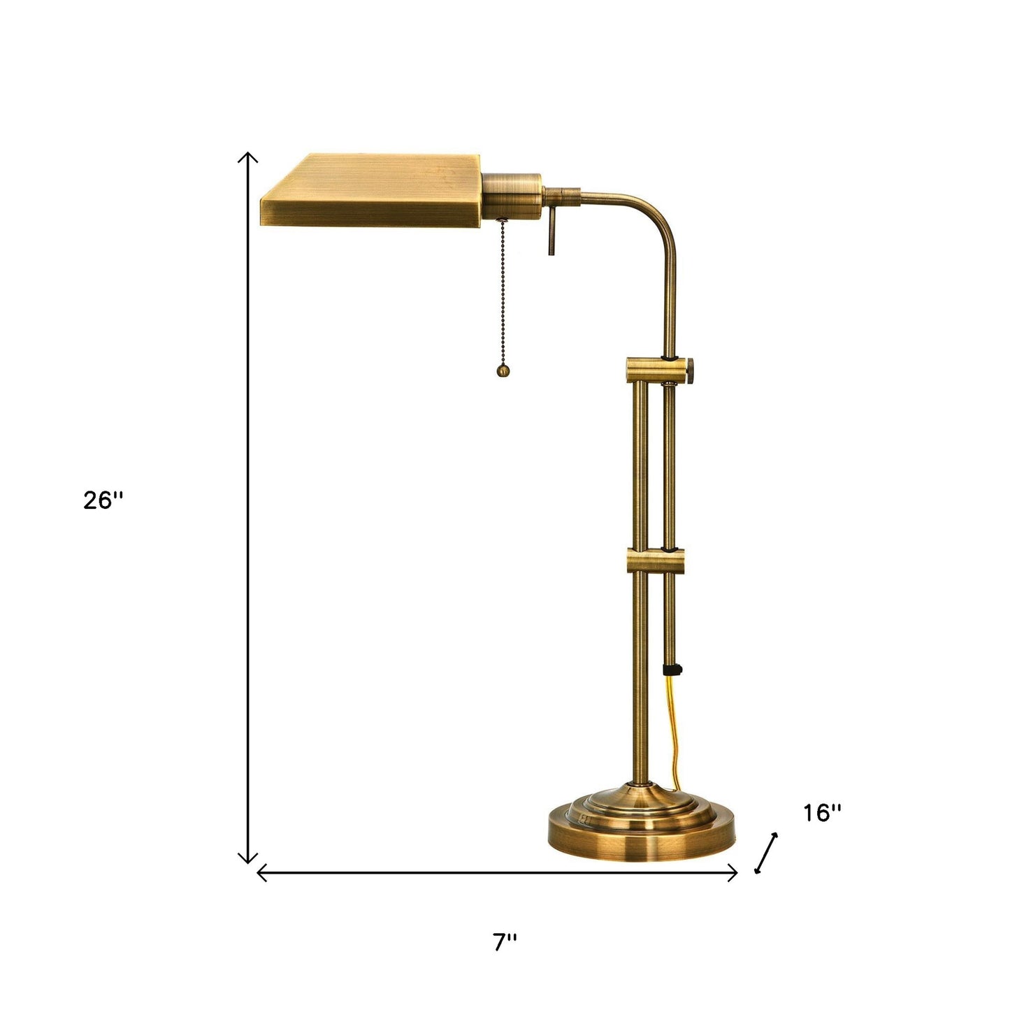 Bronze Metal Adjustable Table Lamp With Antiqued Brass Rectangular Shade By Homeroots | Table Lamps | Modishstore - 5