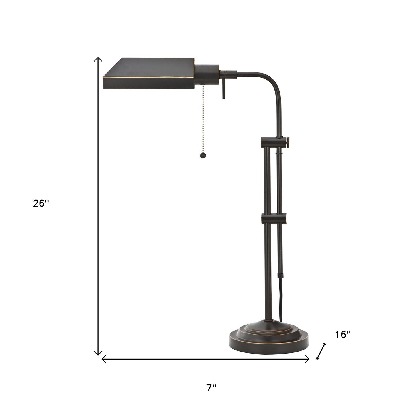 Bronze Metal Adjustable Table Lamp With Bronze Rectangular Shade By Homeroots | Table Lamps | Modishstore - 5
