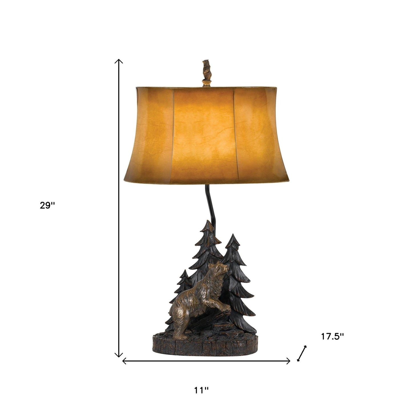 Antiqued Bronze Novelty Table Lamp With Brown Bell Shade By Homeroots | Table Lamps | Modishstore - 5