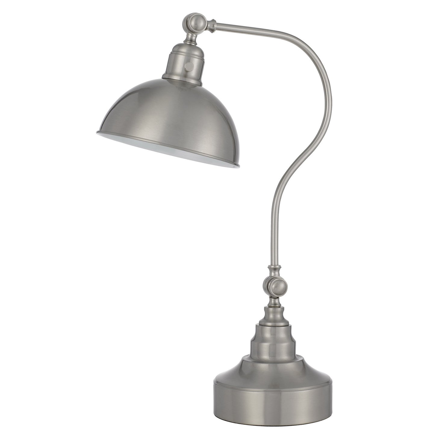 Nickel Metal Lantern Desk Table Lamp With Nickel Dome Shade By Homeroots | Table Lamps | Modishstore - 6