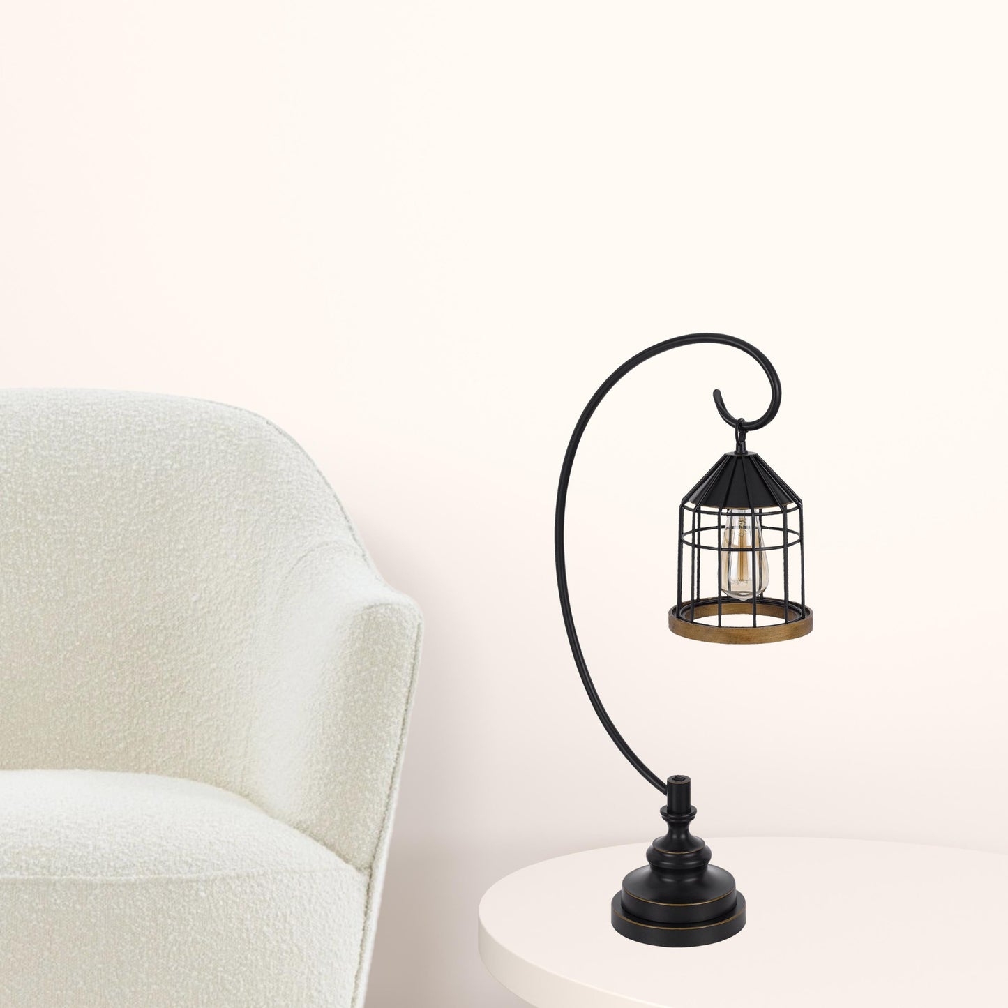 Bronze Metal Table Lamp With Bronze Cage Shade By Homeroots | Table Lamps | Modishstore - 6