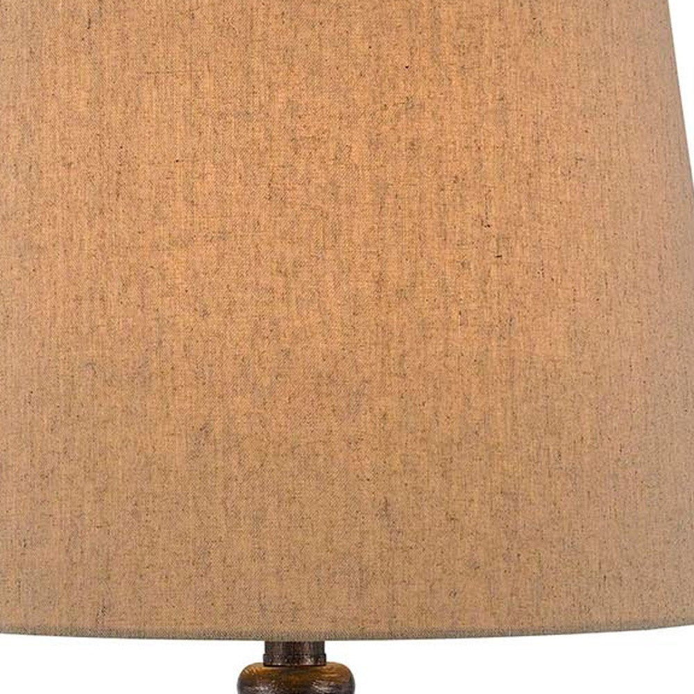 Brown Metal Two Light Table Lamp With Brown Empire Shade By Homeroots | Table Lamps | Modishstore - 5
