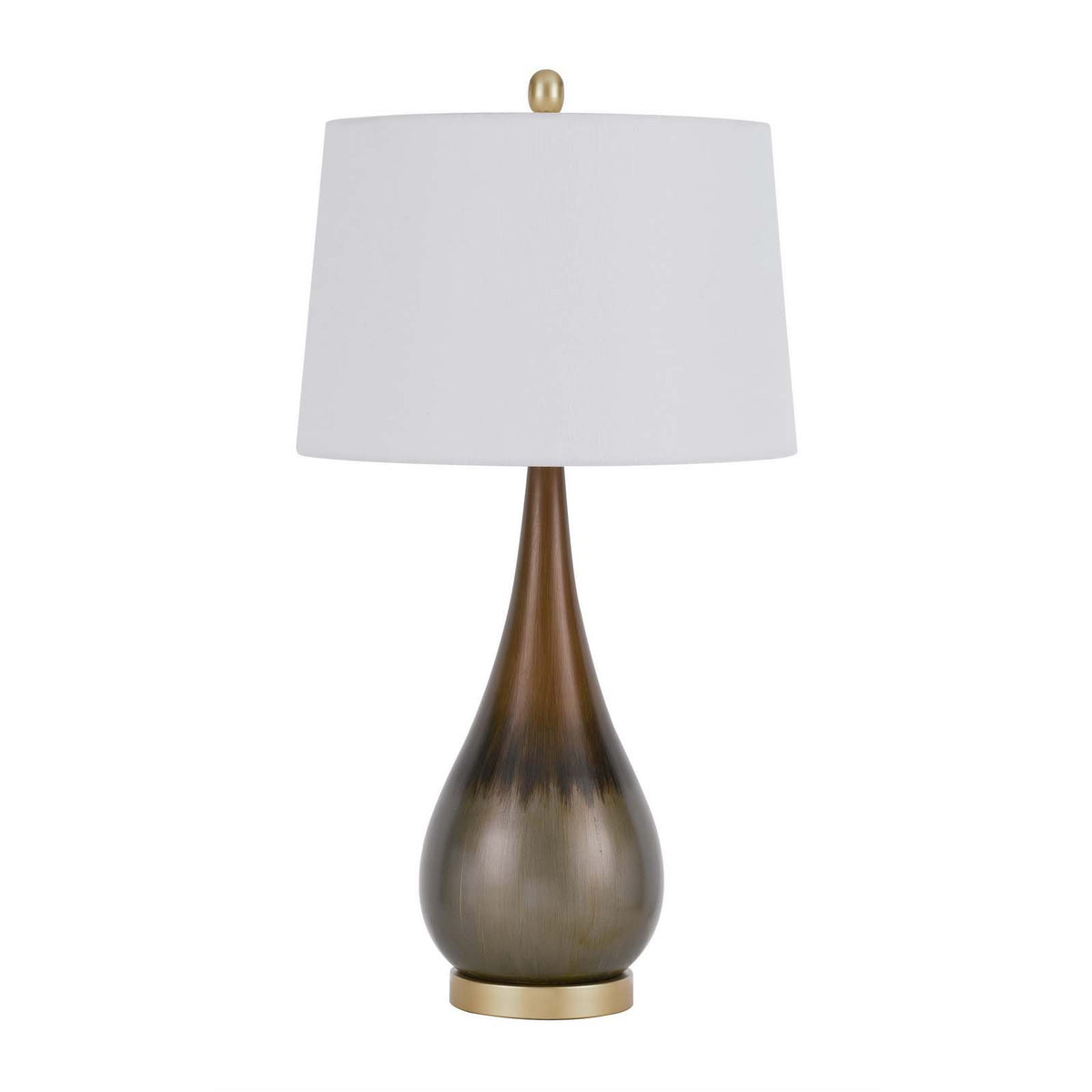 Bronze Metal Round Table Lamp With White Empire Shade By Homeroots | Table Lamps | Modishstore - 6