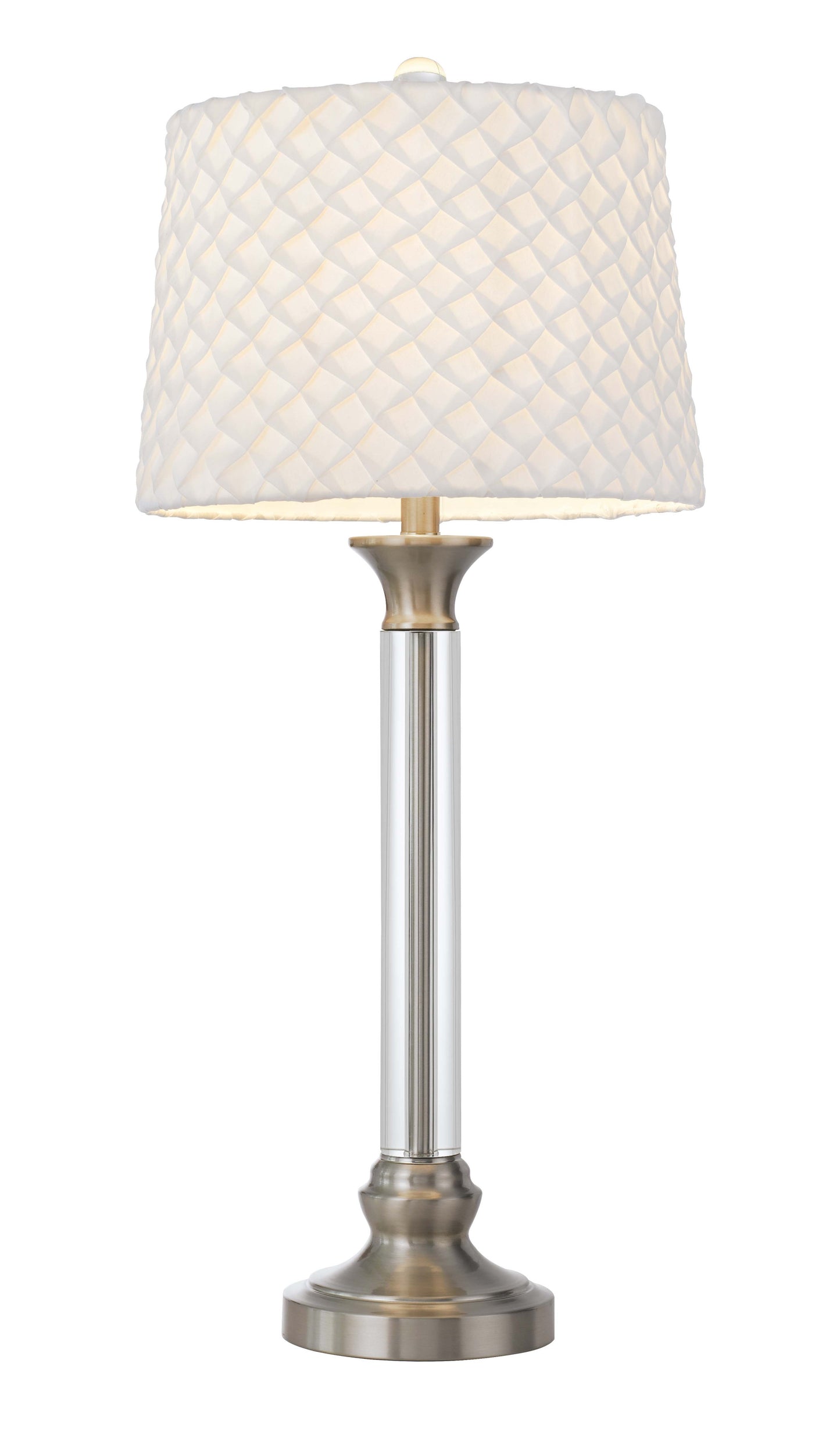 Nickel Metal Table Lamp With White Empire Shade By Homeroots | Table Lamps | Modishstore - 6