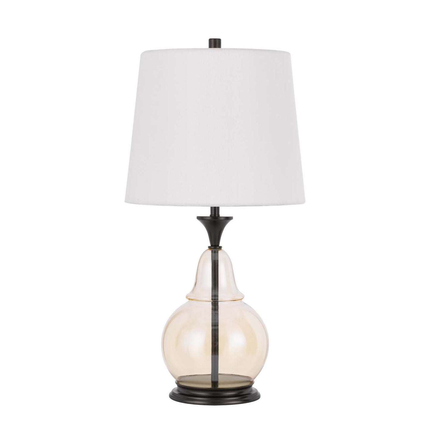 Clear Metal Table Lamp With White Empire Shade By Homeroots | Table Lamps | Modishstore - 5