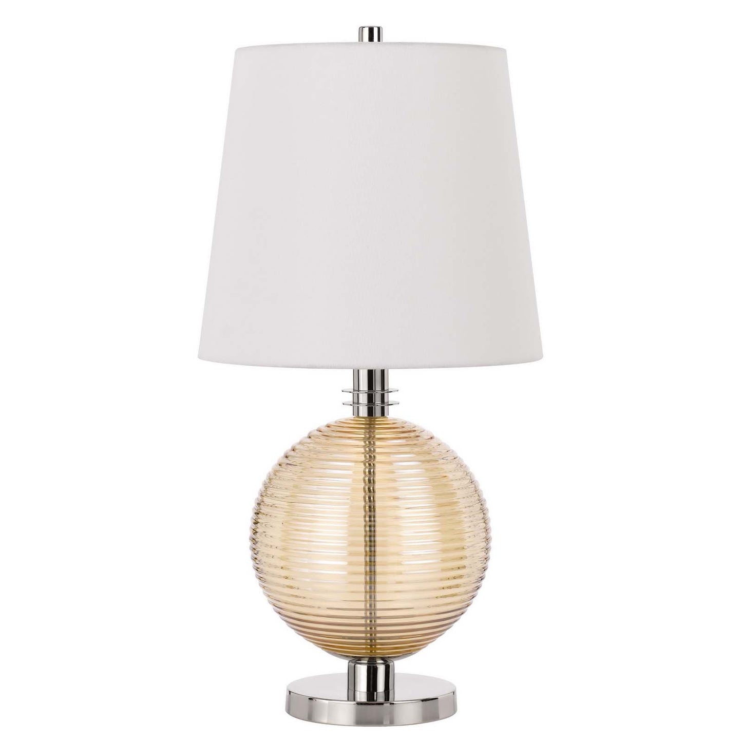 Nickel Metal Globe Table Lamp With White Empire Shade By Homeroots | Table Lamps | Modishstore - 6