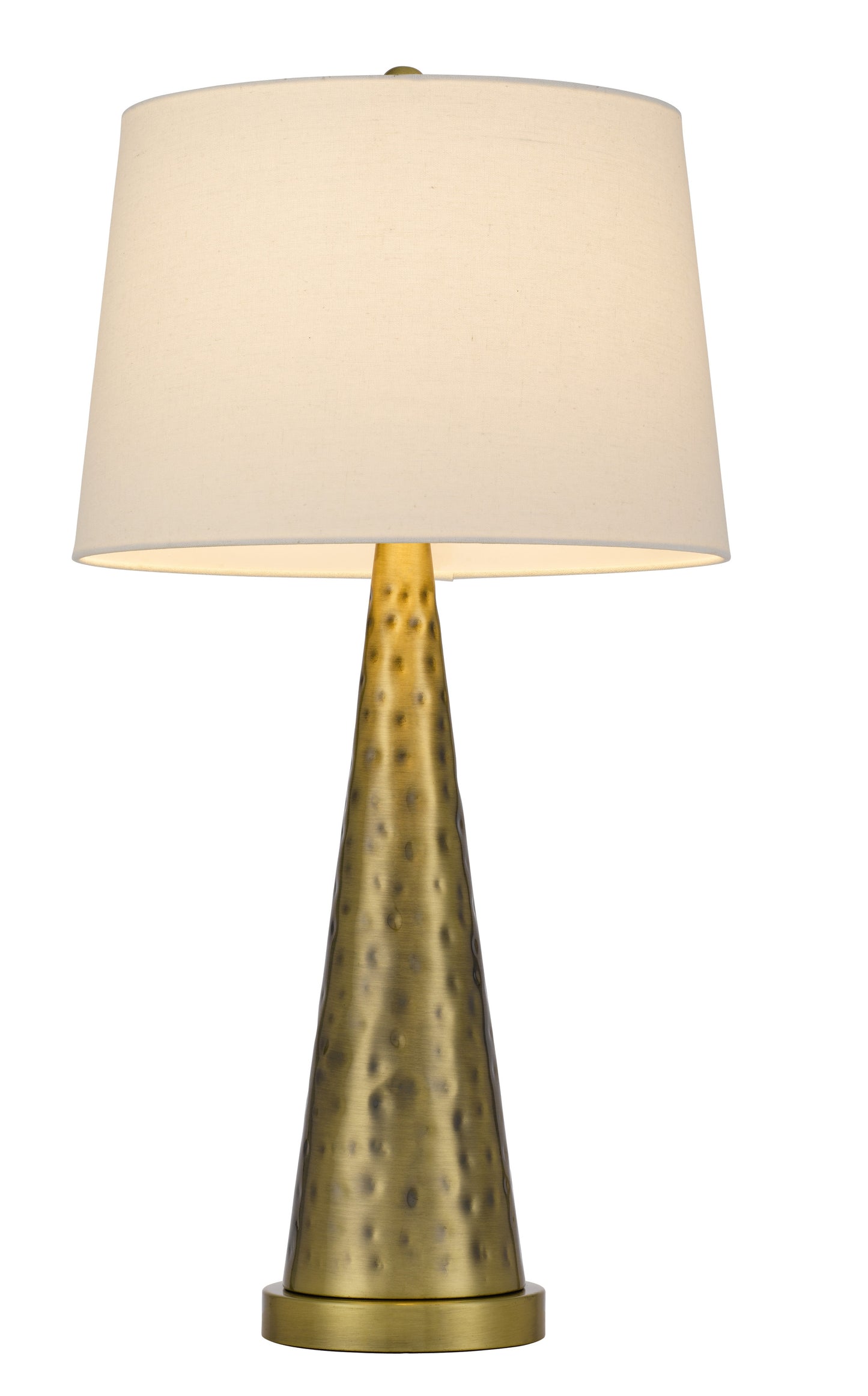 Antiqued Brass Metal Geometric Table Lamp With White Empire Shade By Homeroots | Table Lamps | Modishstore - 5