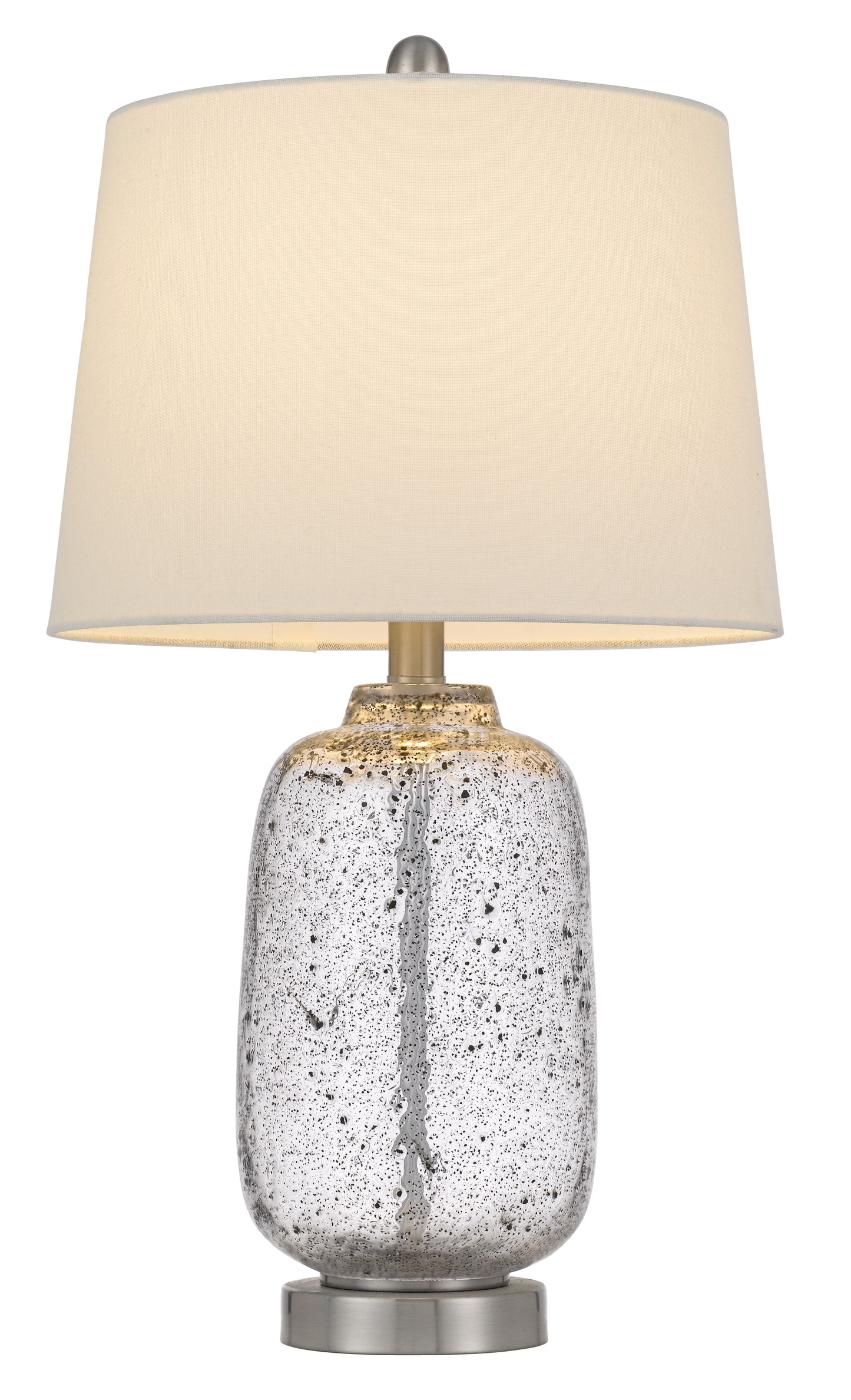 Nickel Metal Cylinder Table Lamp With White Empire Shade By Homeroots | Table Lamps | Modishstore - 4