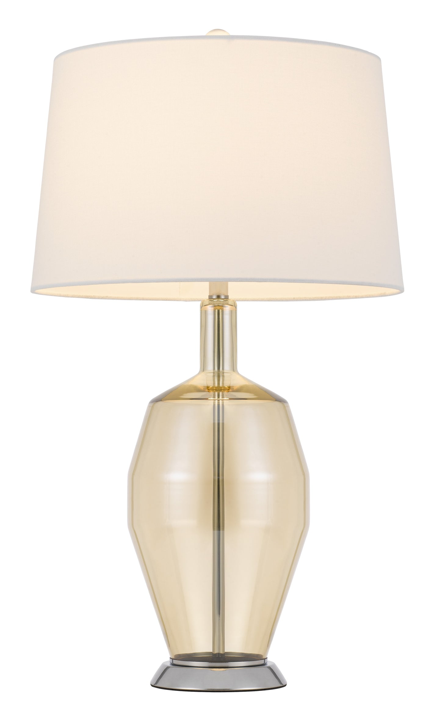 Nickel Metal Round Table Lamp With White Drum Shade By Homeroots | Table Lamps | Modishstore - 6