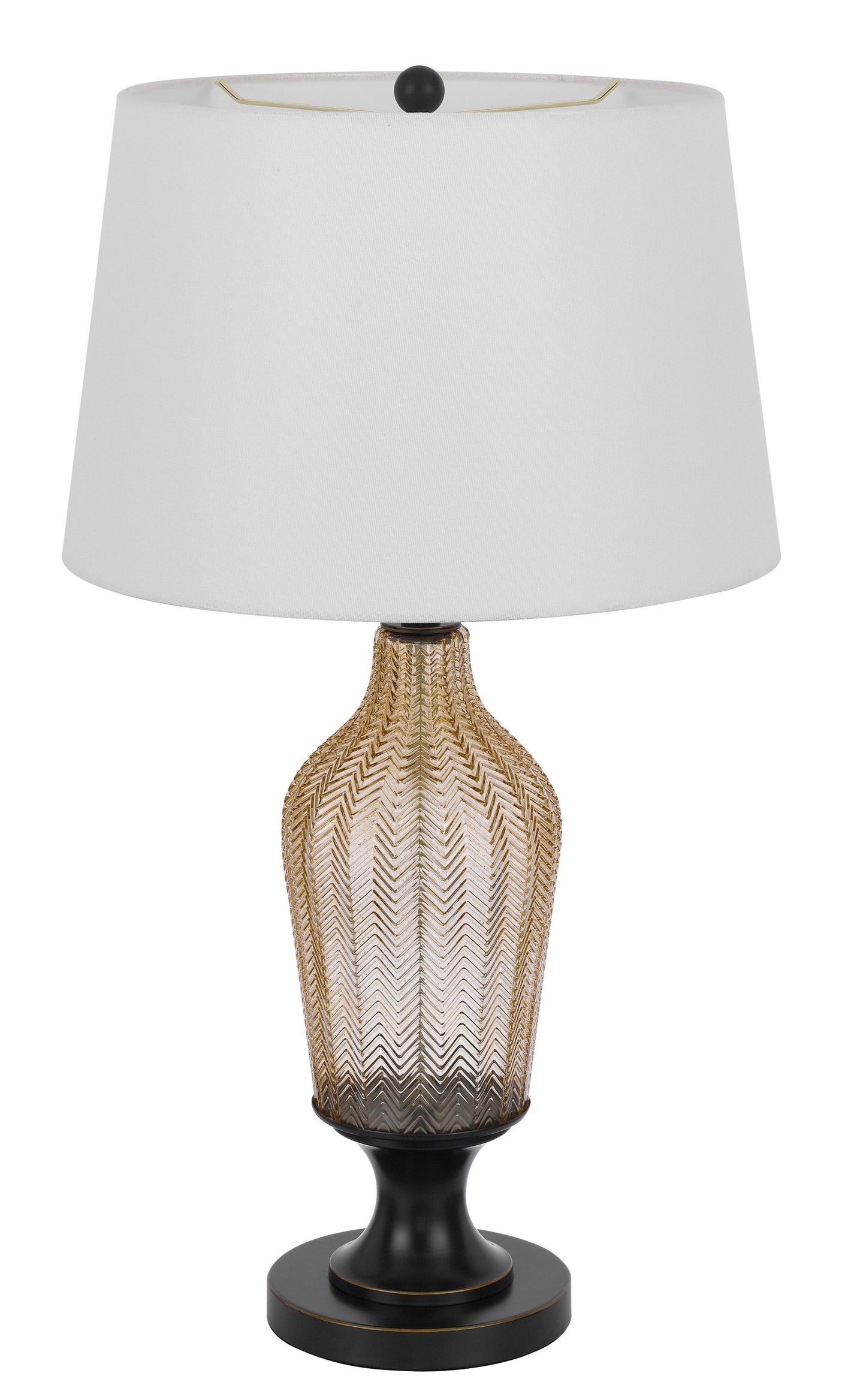 Bronze Glass Table Lamp With White Empire Shade By Homeroots | Table Lamps | Modishstore - 6