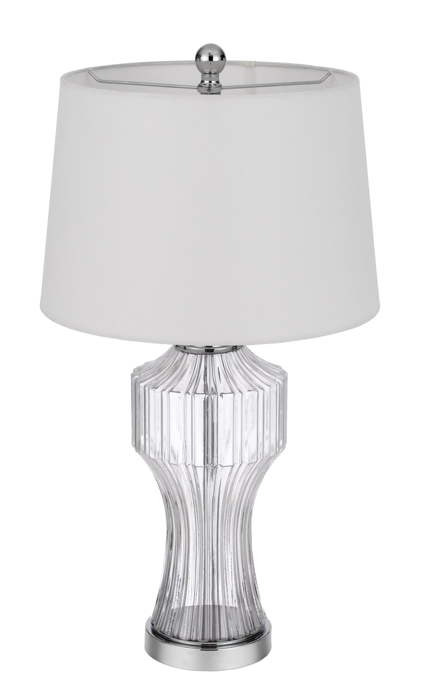 Clear Glass Table Lamp With White Empire Shade By Homeroots | Table Lamps | Modishstore - 7