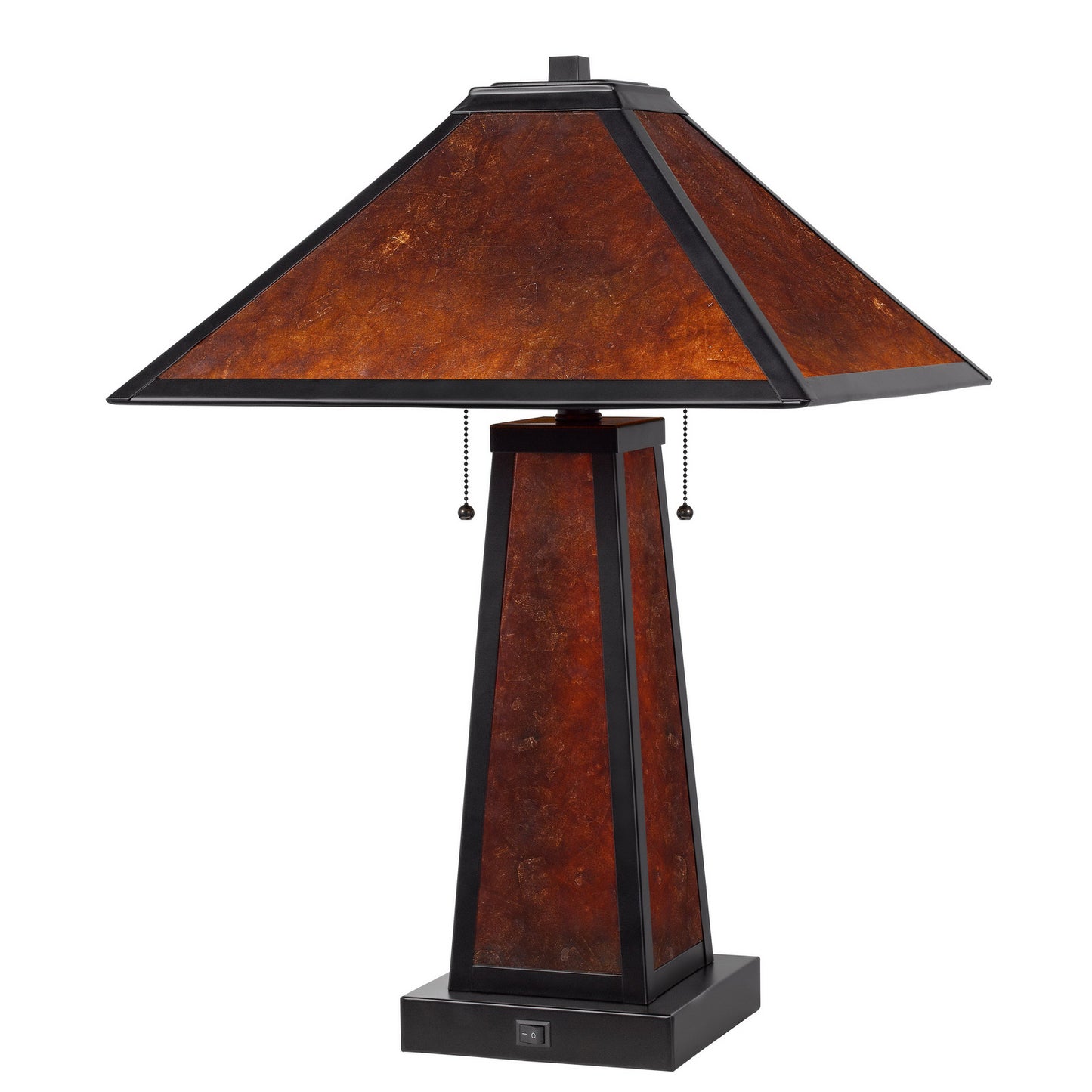 Burnt Orange Metal Two Light Table Lamp With Amber Square Shade By Homeroots | Table Lamps | Modishstore - 8