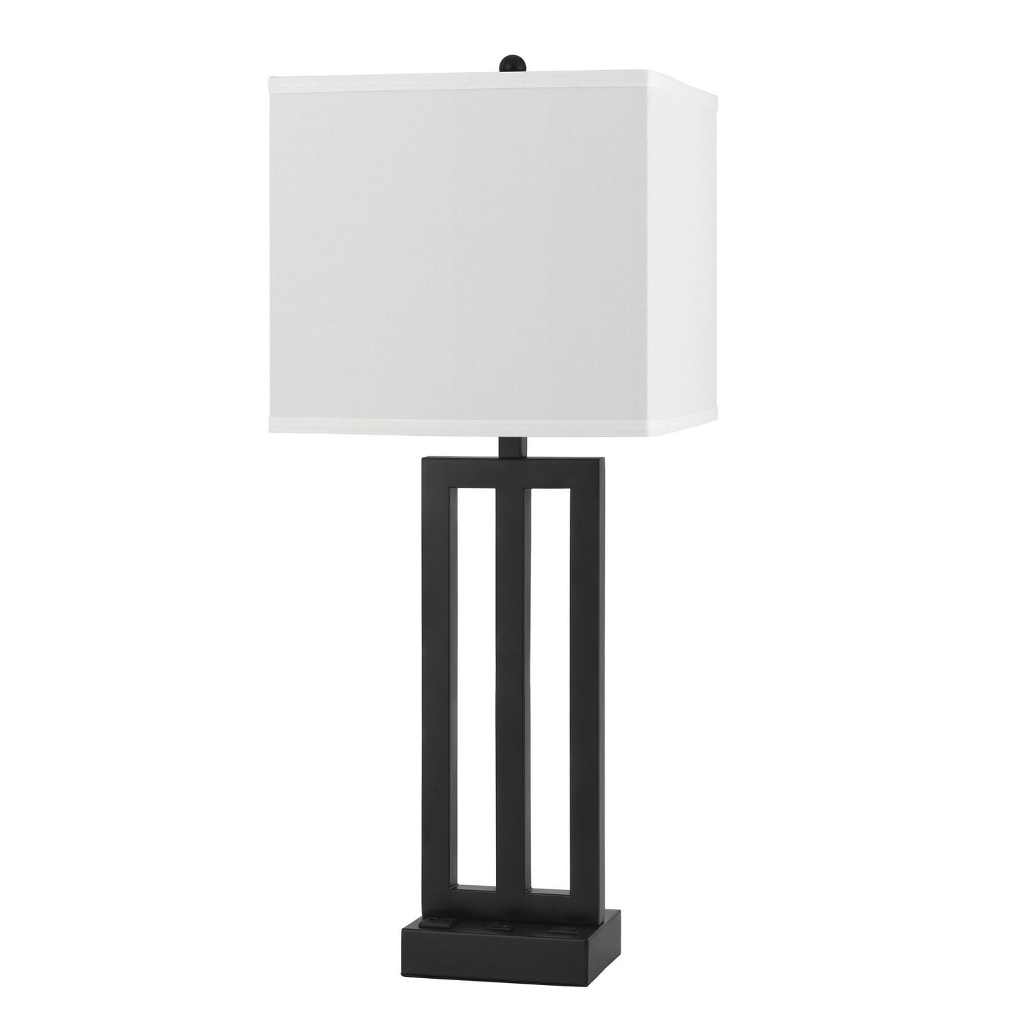 Black Metal USB Table Lamp With White Shade By Homeroots | Table Lamps | Modishstore - 5