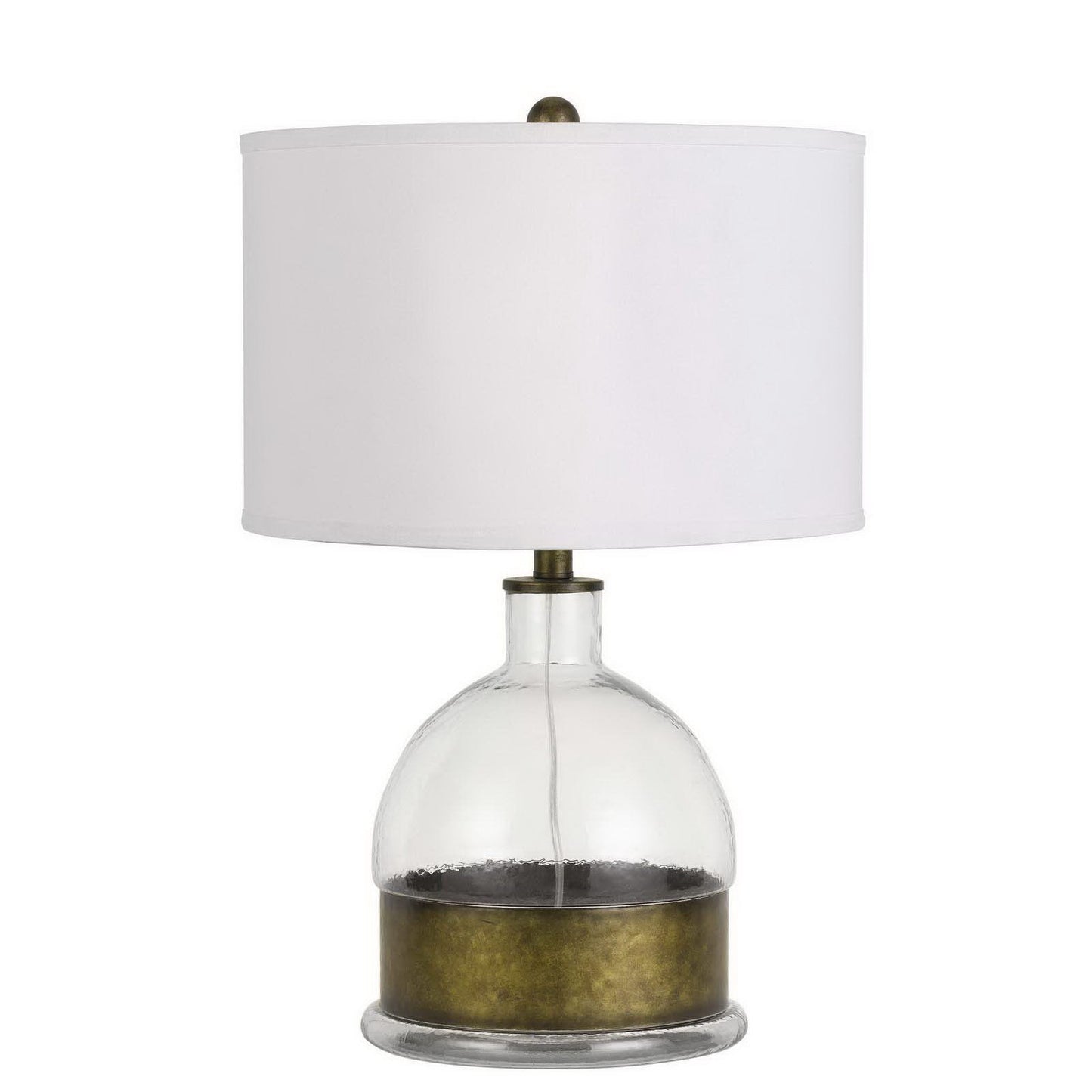 Nickel Glass Globe Table Lamp With White Drum Shade By Homeroots | Table Lamps | Modishstore - 5